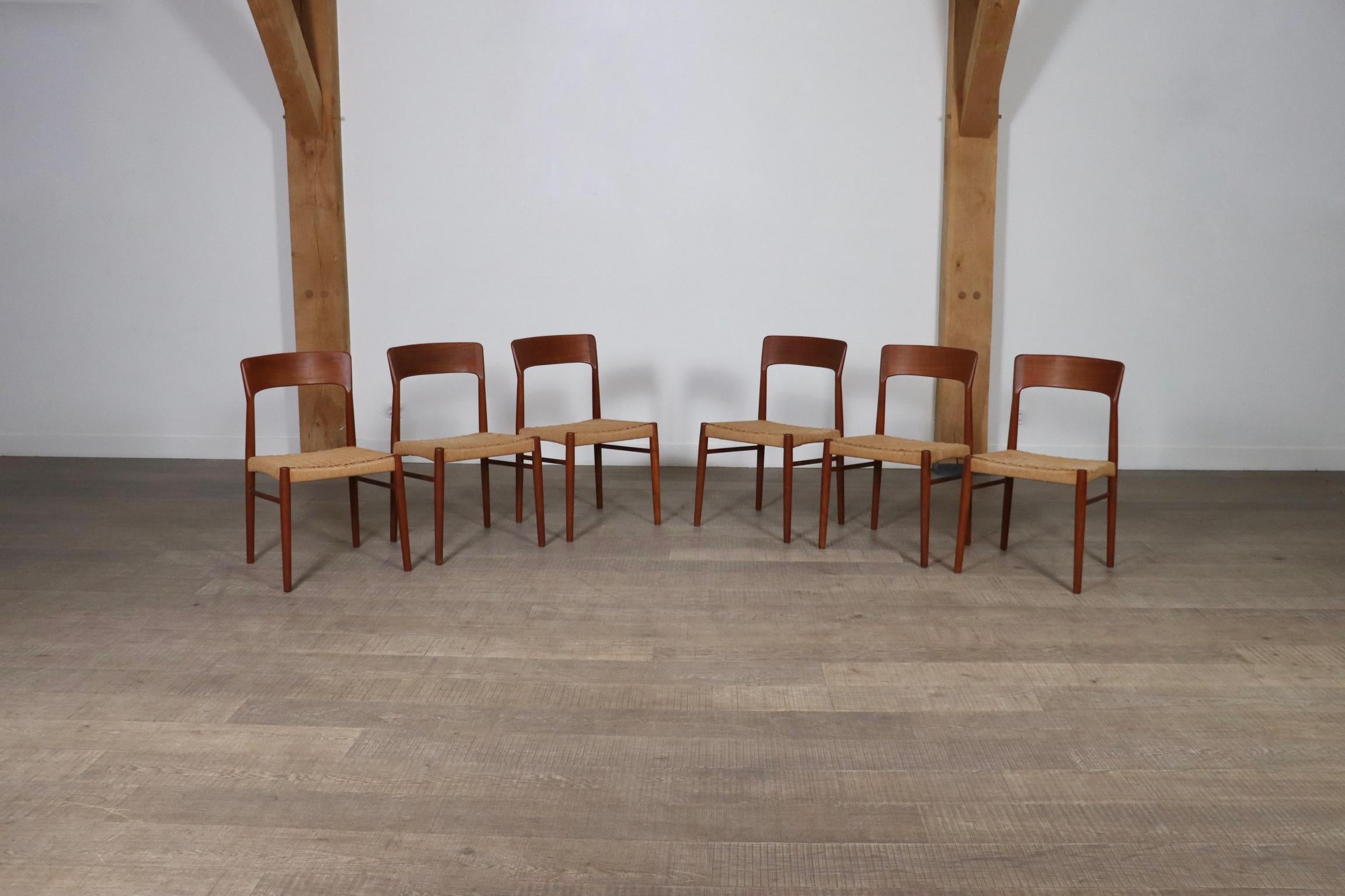 Mid-20th Century Kai Kristiansen Dining Chairs In Teak And Papercord For KS Mobler, Denmark 1960s