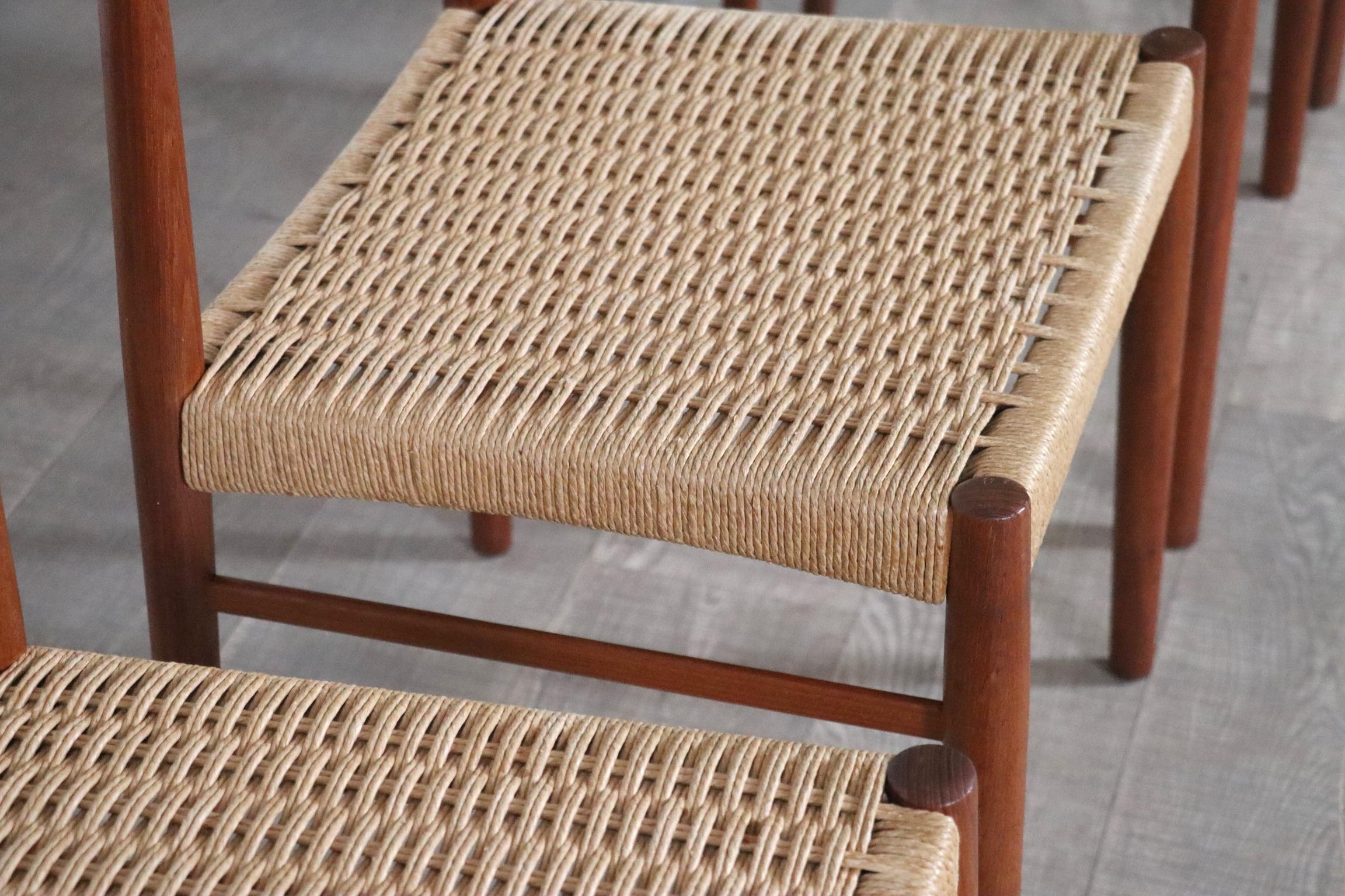 Rope Kai Kristiansen Dining Chairs In Teak And Papercord For KS Mobler, Denmark 1960s