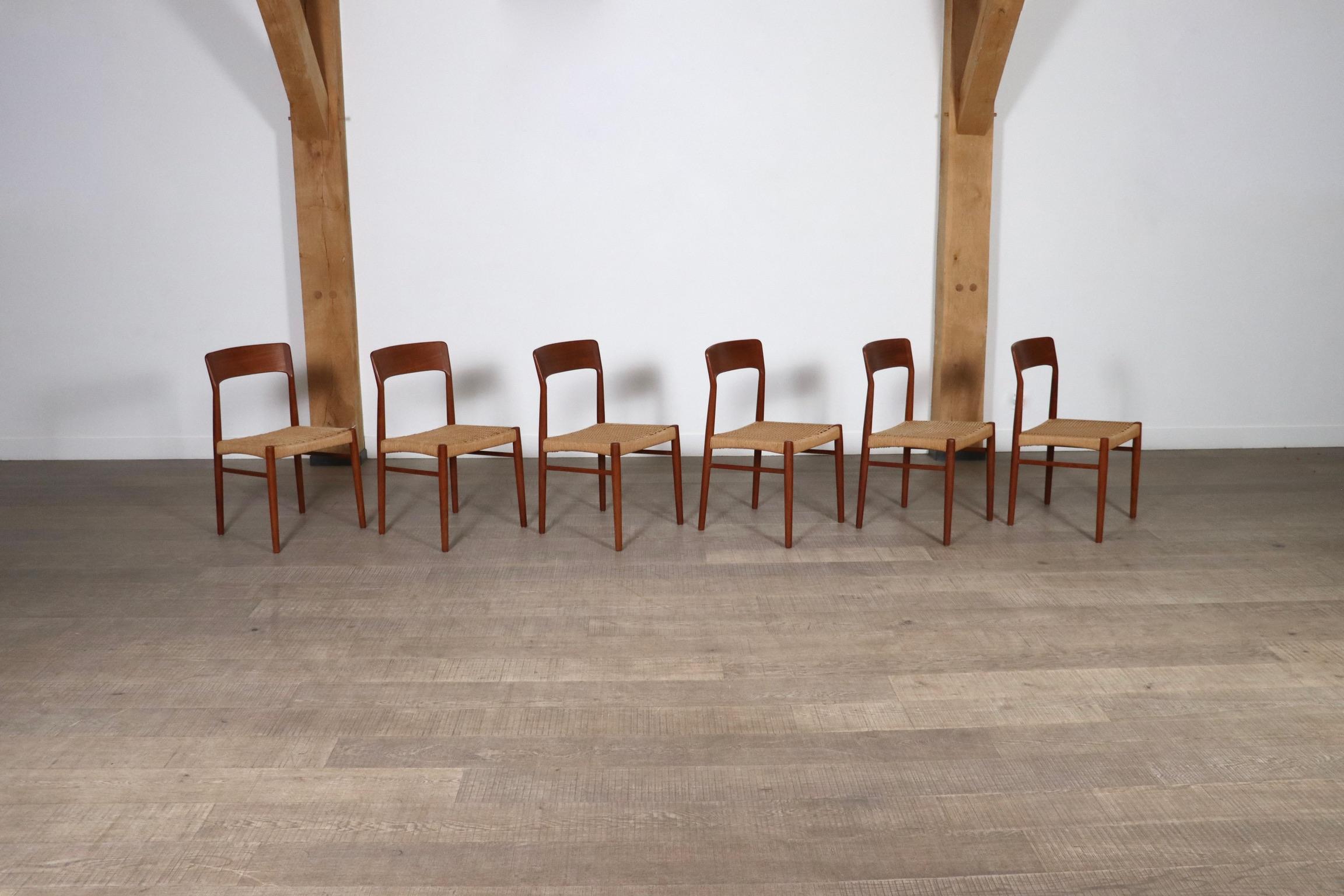 Kai Kristiansen Dining Chairs In Teak And Papercord For KS Mobler, Denmark 1960s 1