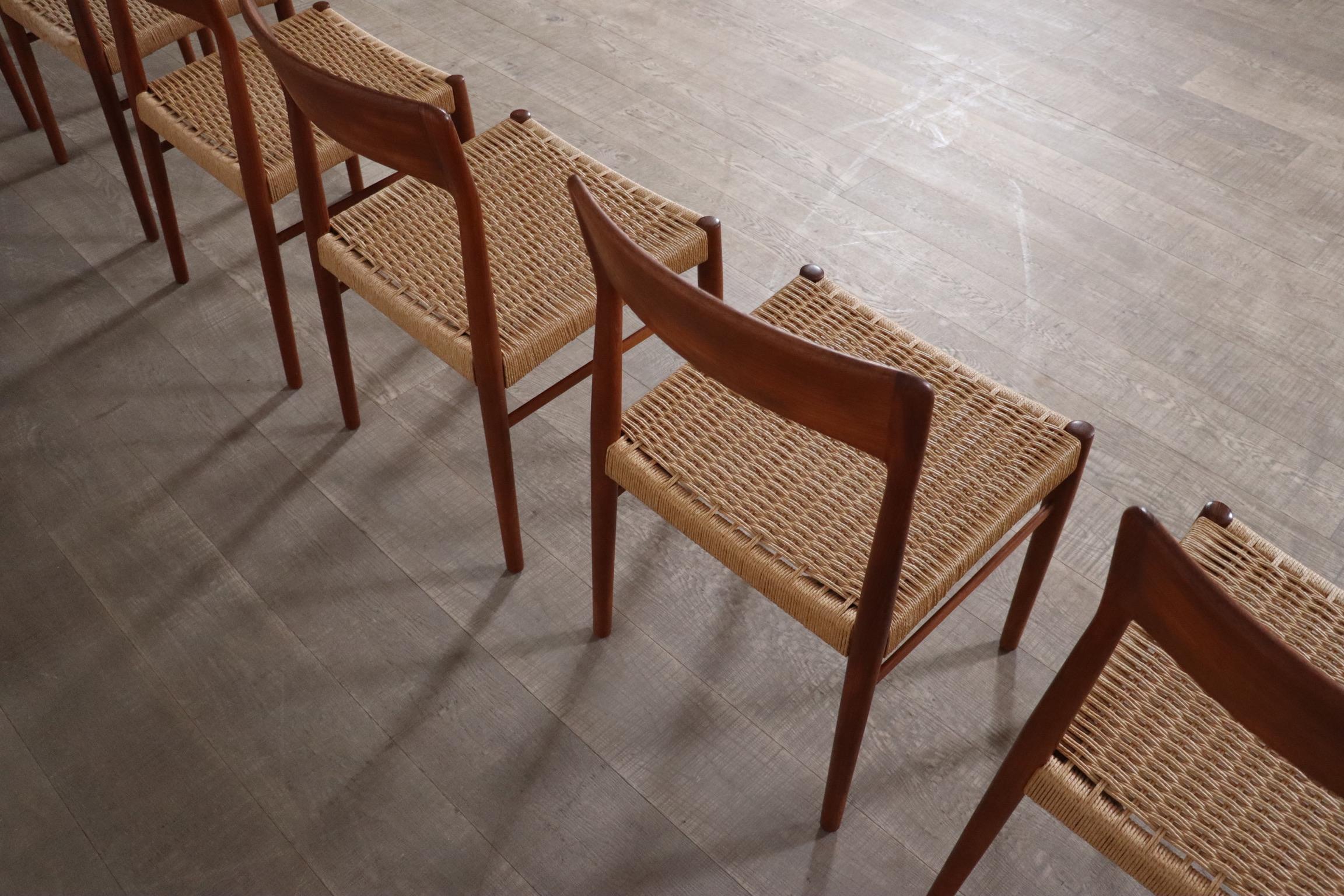 Kai Kristiansen Dining Chairs In Teak And Papercord For KS Mobler, Denmark 1960s 2