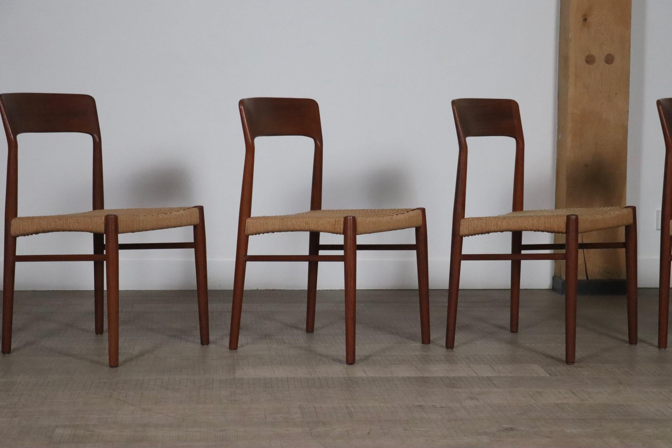 Kai Kristiansen Dining Chairs In Teak And Papercord For KS Mobler, Denmark 1960s 3