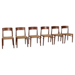 Vintage Kai Kristiansen Dining Chairs In Teak And Papercord For KS Mobler, Denmark 1960s