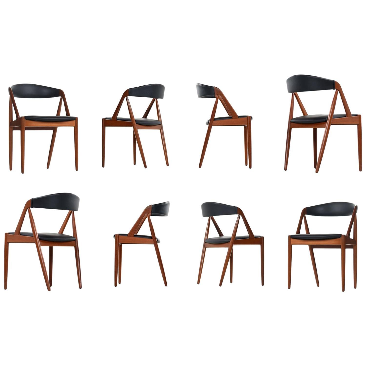 Kai Kristiansen Dining Chairs Set of Eight Model #31 Danish Teak 