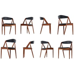 Vintage Kai Kristiansen Dining Chairs Set of Eight Model #31 Danish Teak 