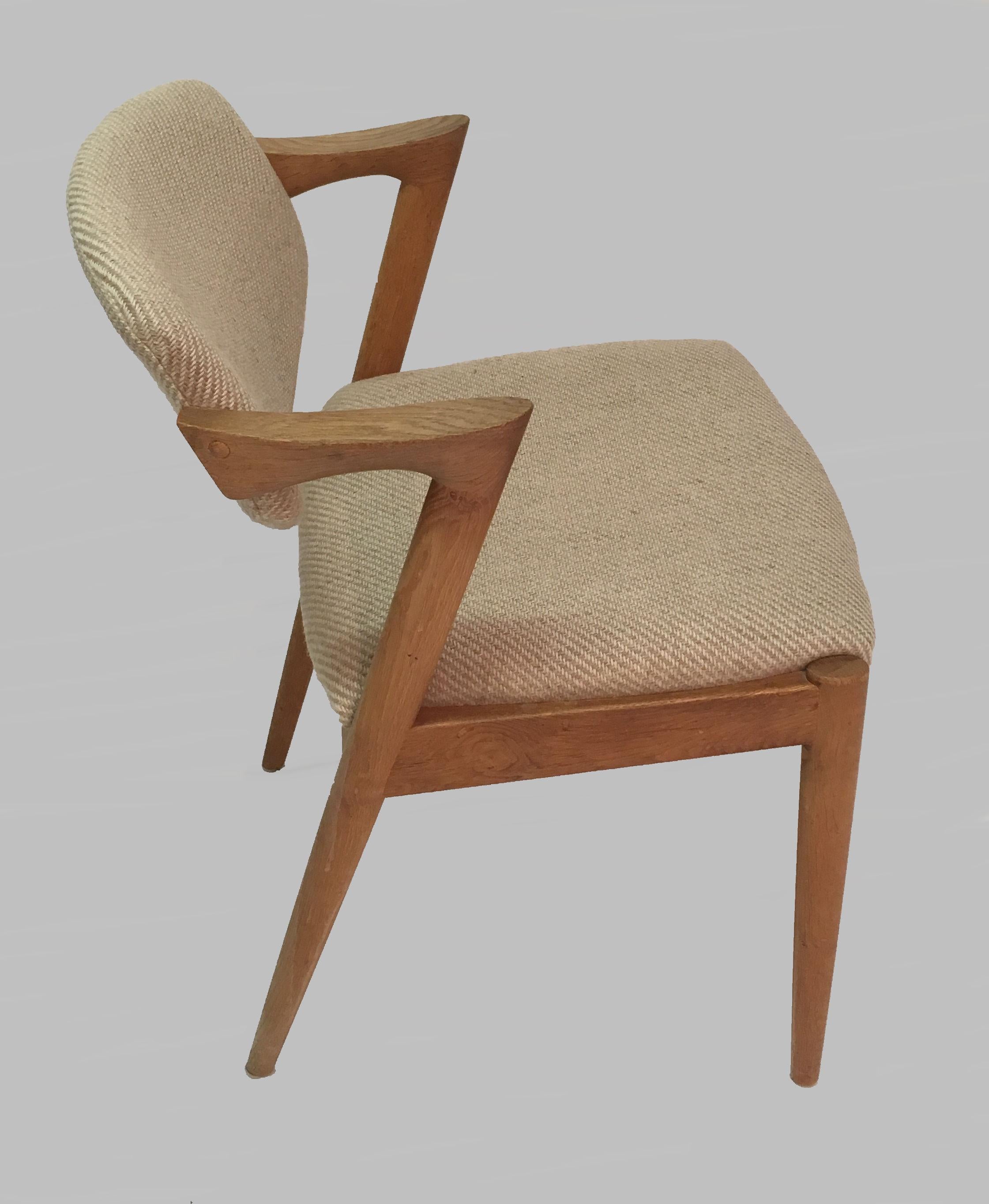 Kai Kristiansen Eight Restored Oak Dining Chairs, Including Custom Reupholstery For Sale 1