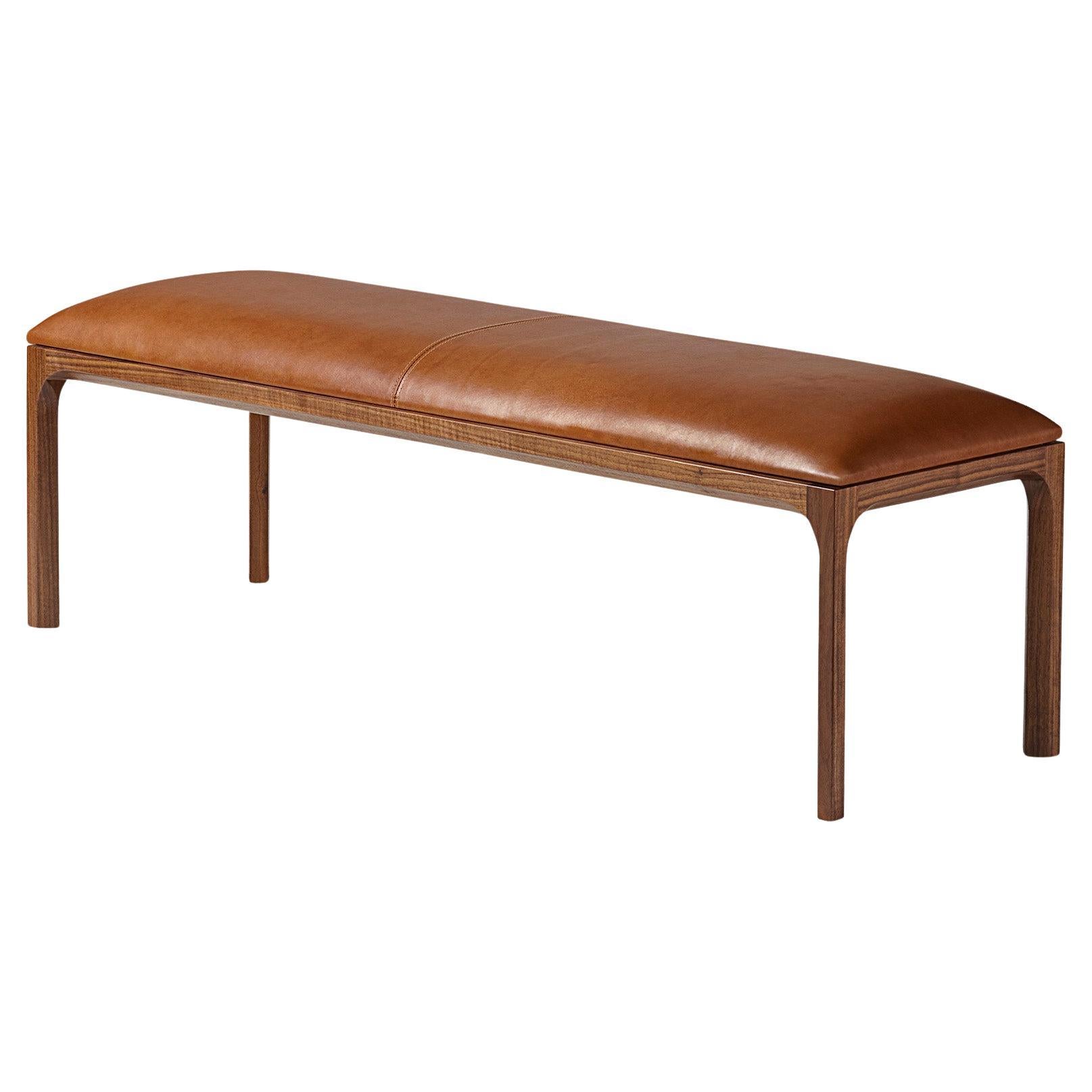 Kai Kristiansen Entre Bench by Dagmar in Leather and Walnut For Sale