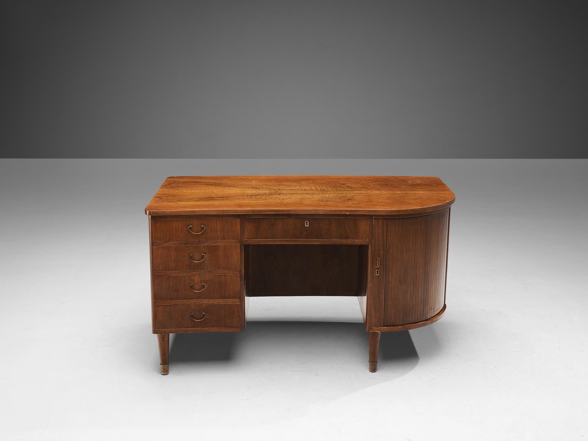 Scandinavian Modern Kai Kristiansen for Feldballes Møbelfabrik Free Standing 'Kidney' Desk in Walnut