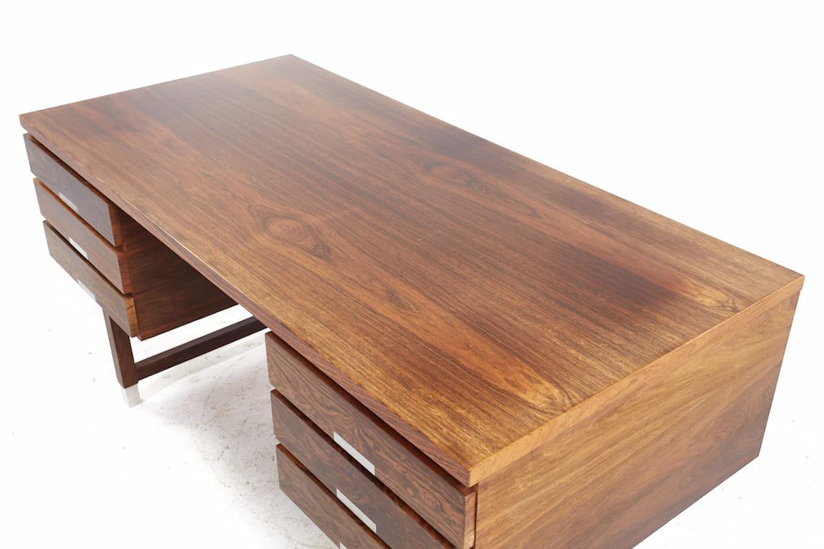 Chrome Kai Kristiansen for Feldballes Model EP 401 MCM Danish Rosewood Executive Desk For Sale