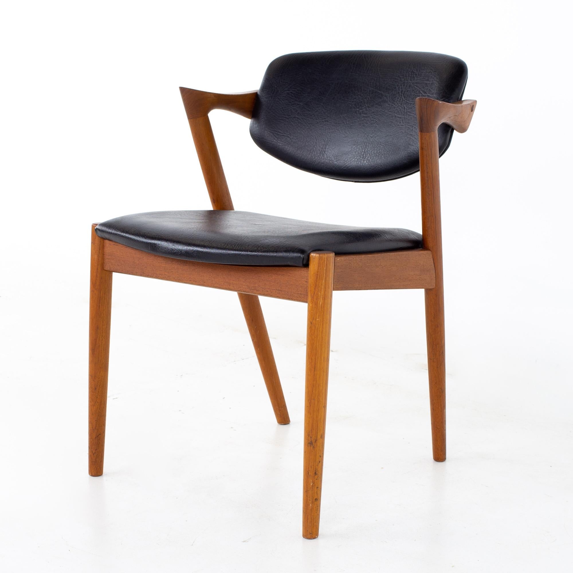 Danish Kai Kristiansen for SVA Mobler Model 42 MCM Teak Z Dining Chairs, Set of 6