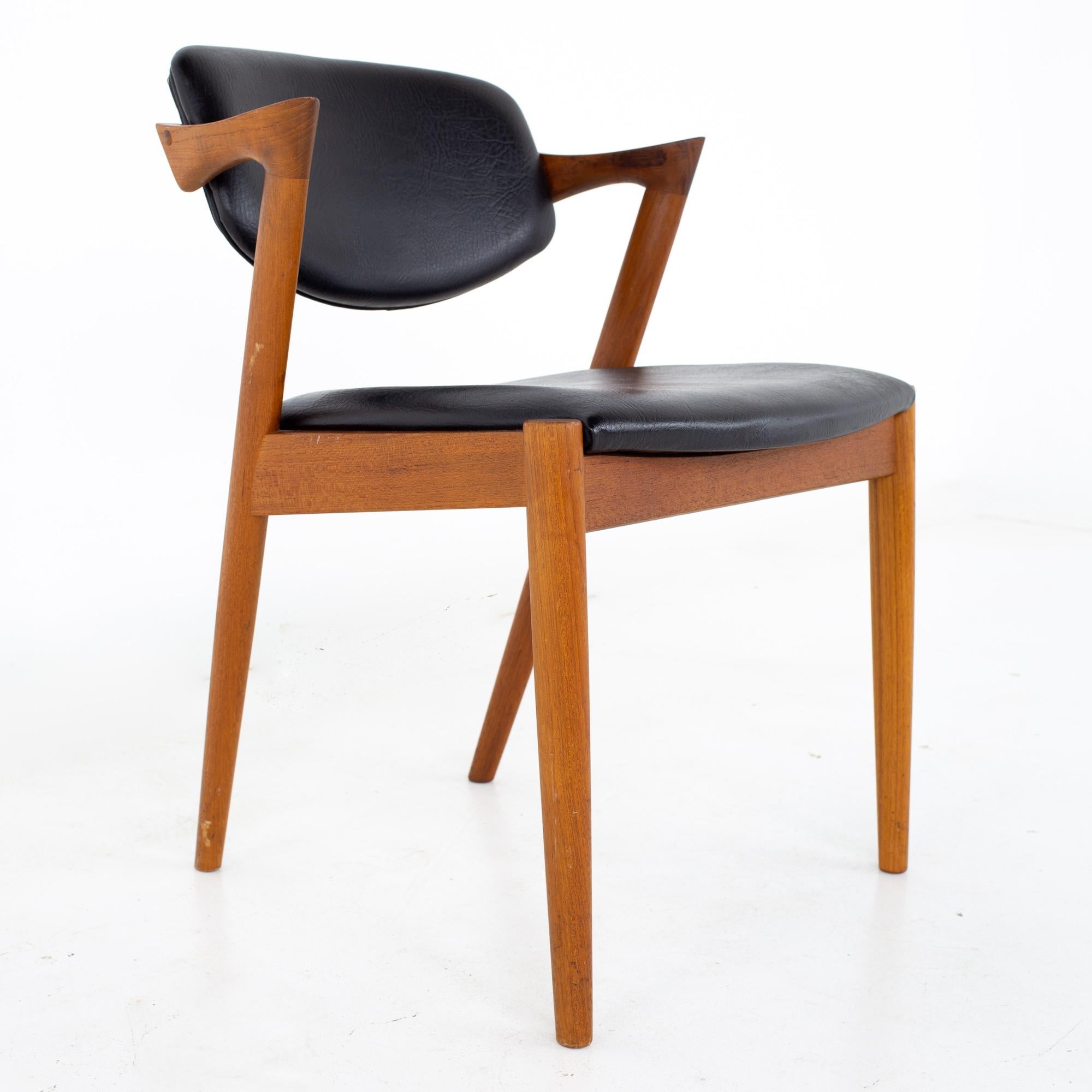 Mid-20th Century Kai Kristiansen for SVA Mobler Model 42 MCM Teak Z Dining Chairs, Set of 6