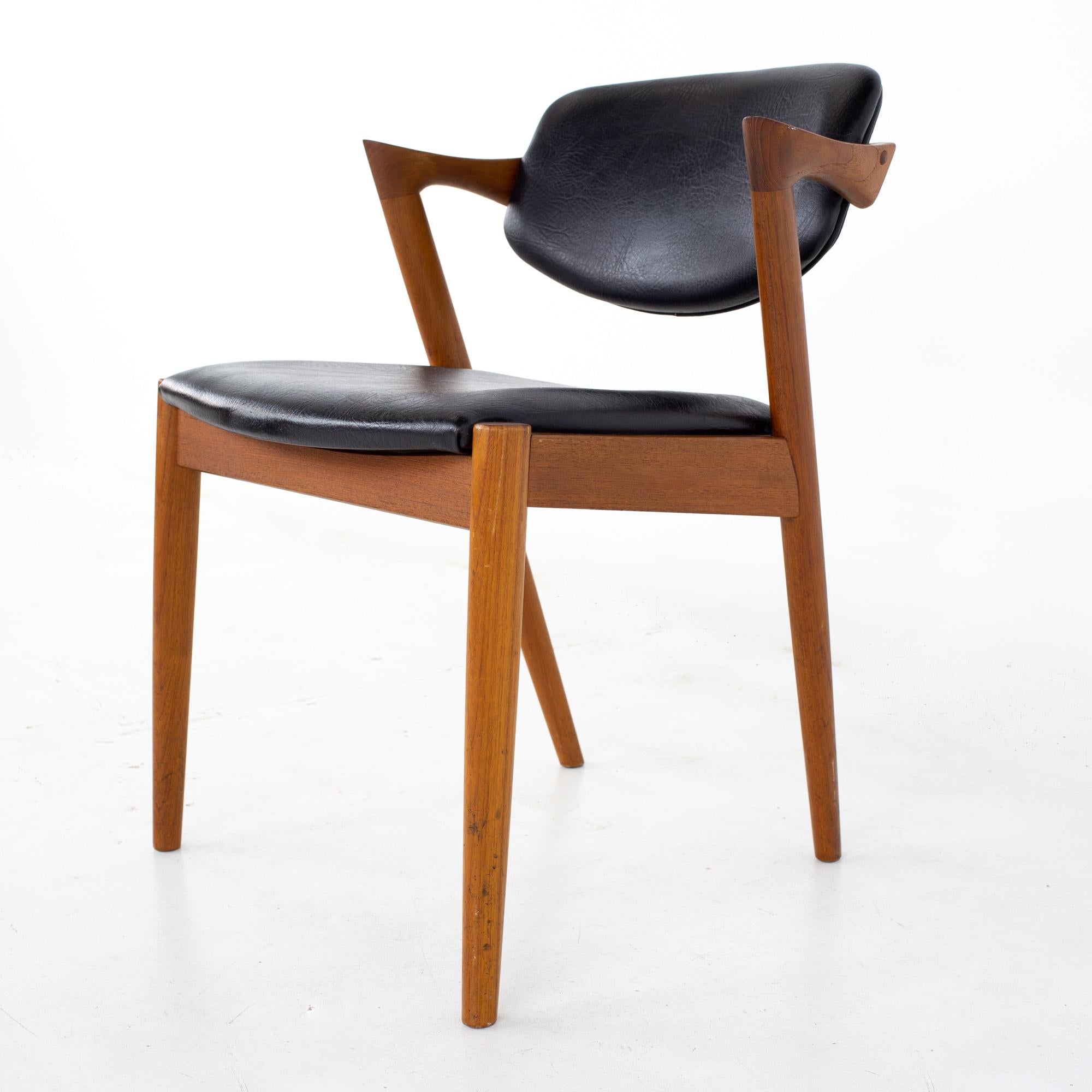 Upholstery Kai Kristiansen for SVA Mobler Model 42 MCM Teak Z Dining Chairs, Set of 6