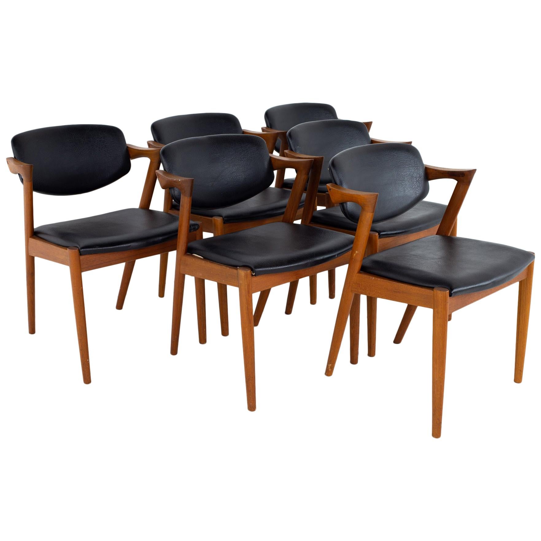 Kai Kristiansen for SVA Mobler Model 42 MCM Teak Z Dining Chairs, Set of 6