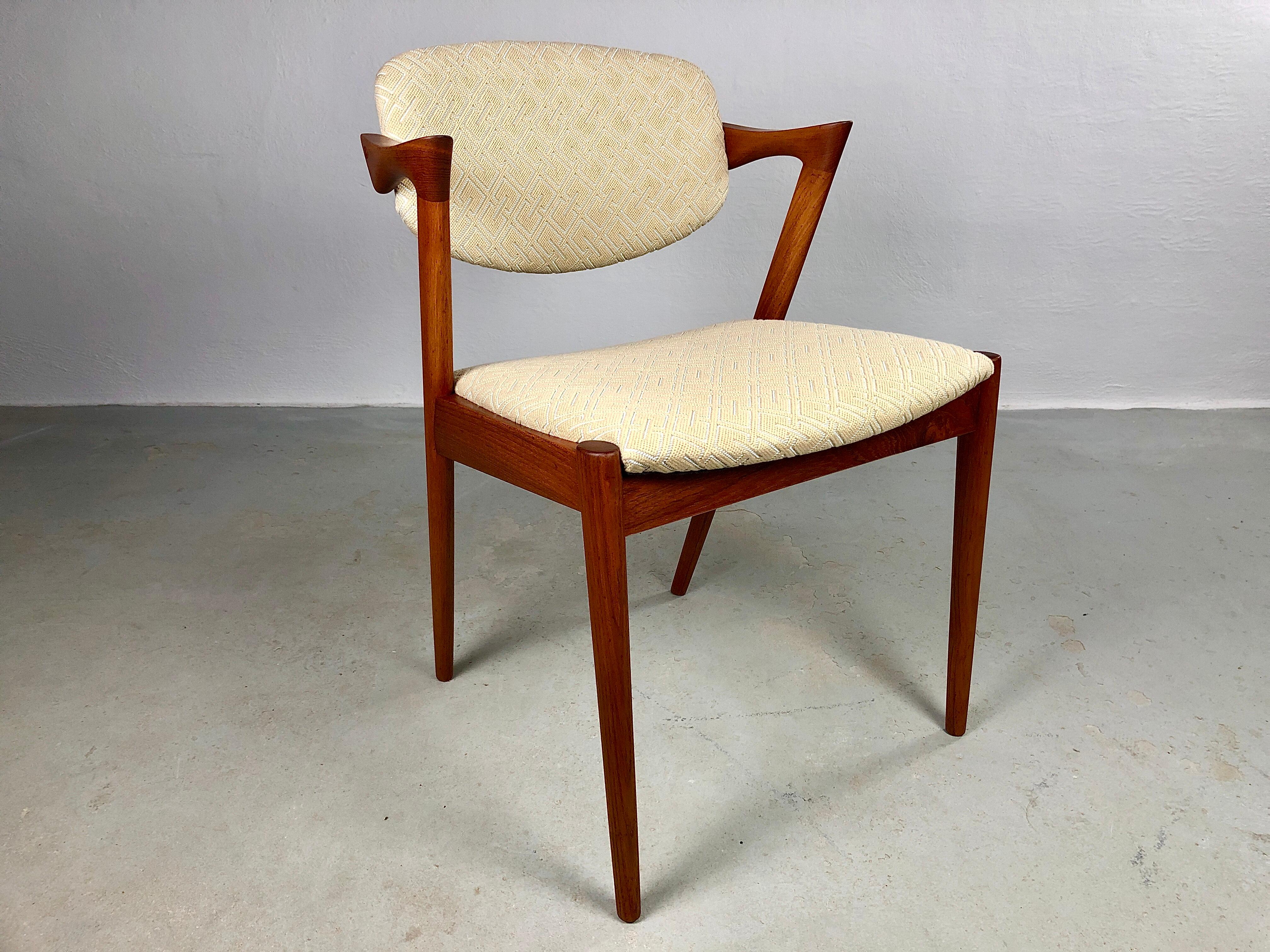Four Restored Kai Kristiansen Teak Dining Chairs Custom Reupholstry Included For Sale 2