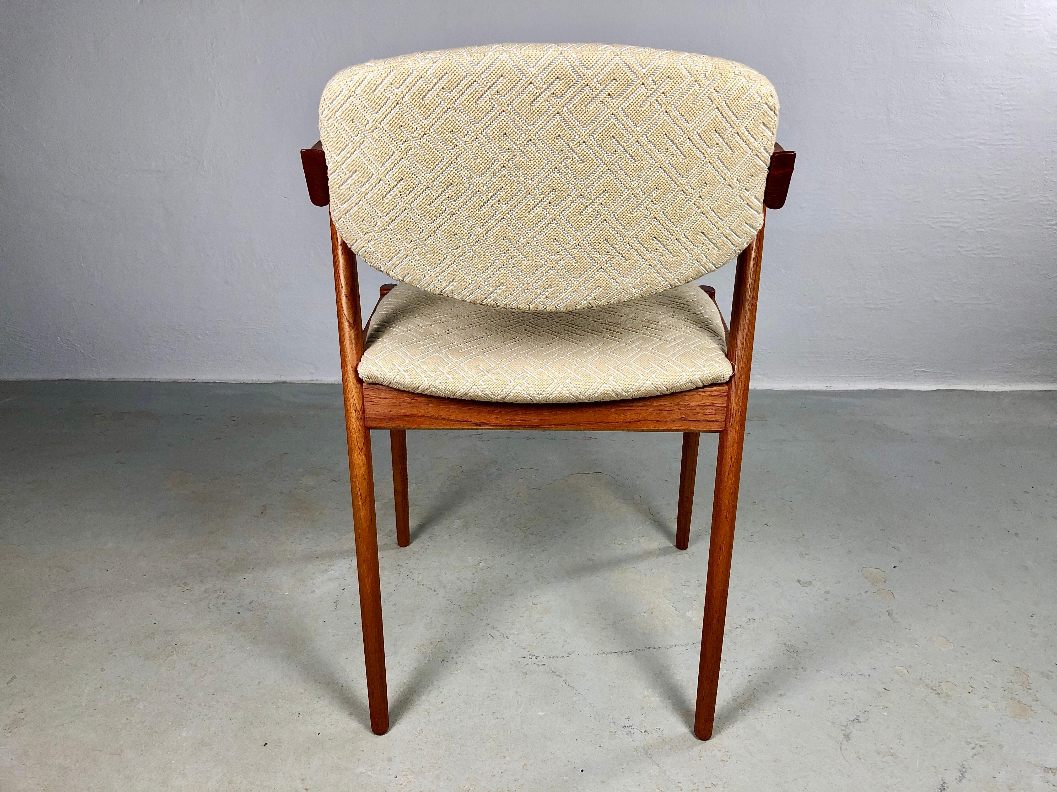 Mid-20th Century Four Restored Kai Kristiansen Teak Dining Chairs Custom Reupholstry Included For Sale