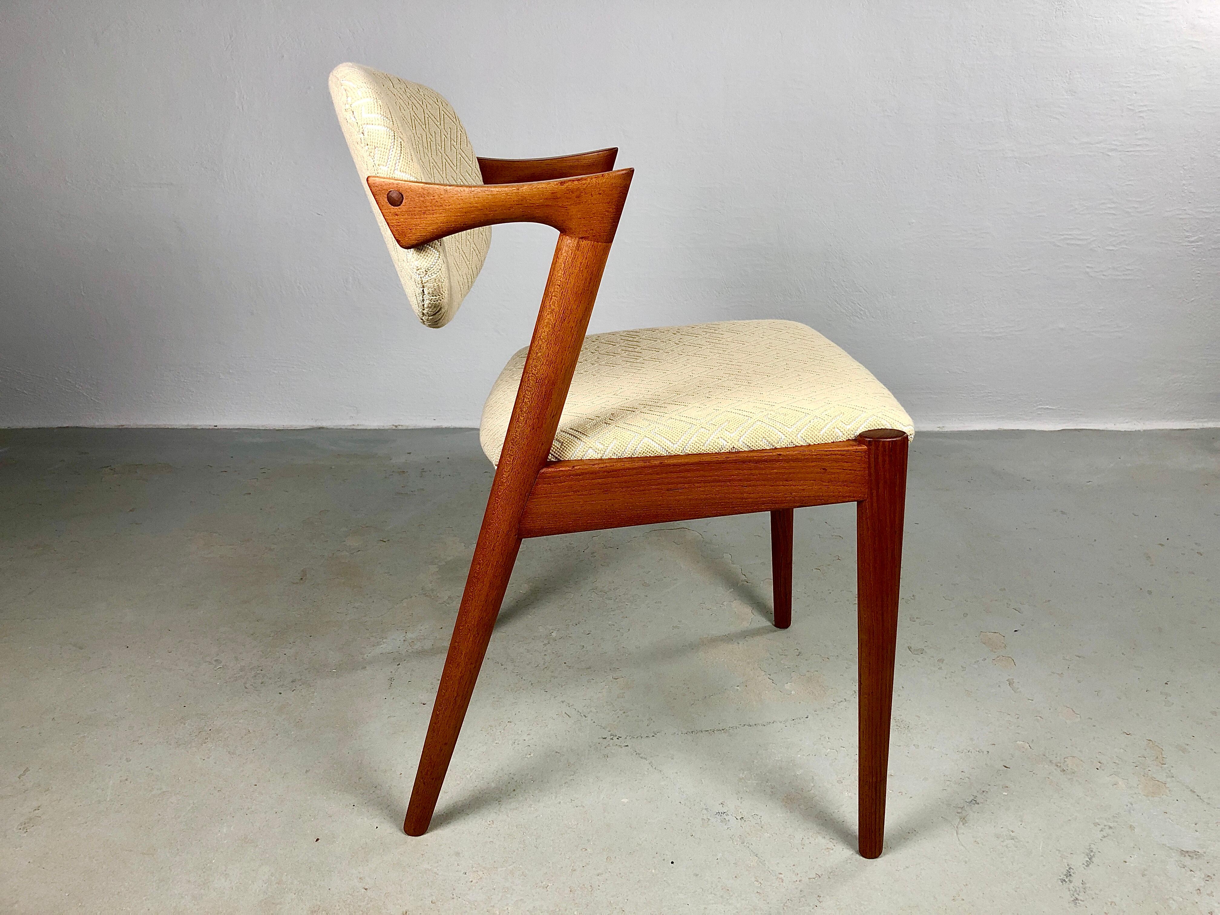 Four Restored Kai Kristiansen Teak Dining Chairs Custom Reupholstry Included For Sale 1