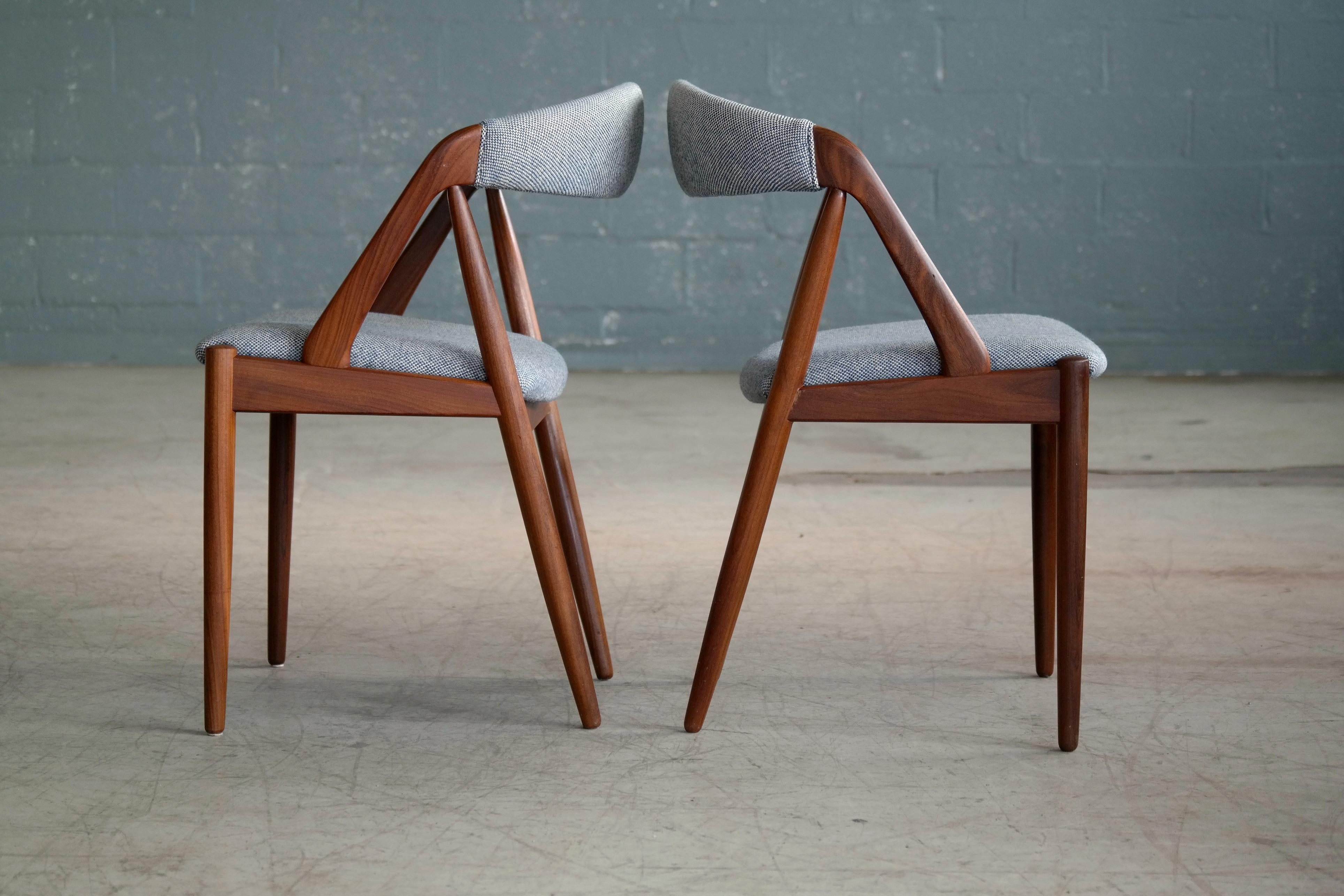 Wool Kai Kristiansen in Teak Dining Chairs Model 31 for Schou Andersen