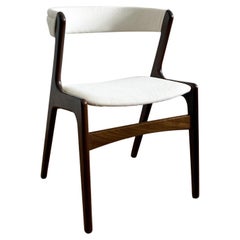 Vintage Kai Kristiansen Ivory Tweed Curved Back Teak Chair, Danish, 1960s