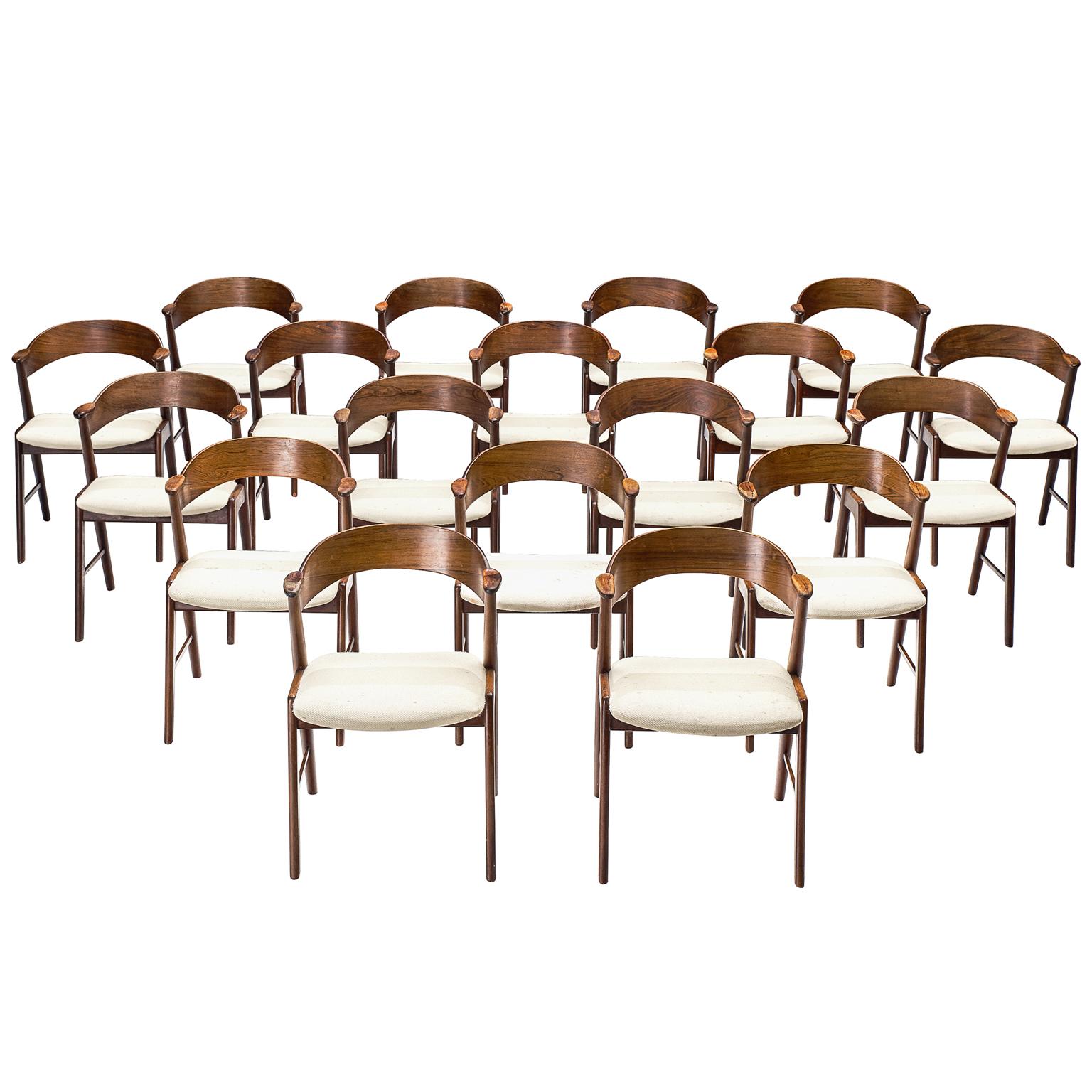 Kai Kristiansen Large Set of Rosewood Dining Chairs