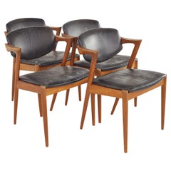 Kai Kristiansen Mid Century Black Teak Z Dining Chairs, Set of 4