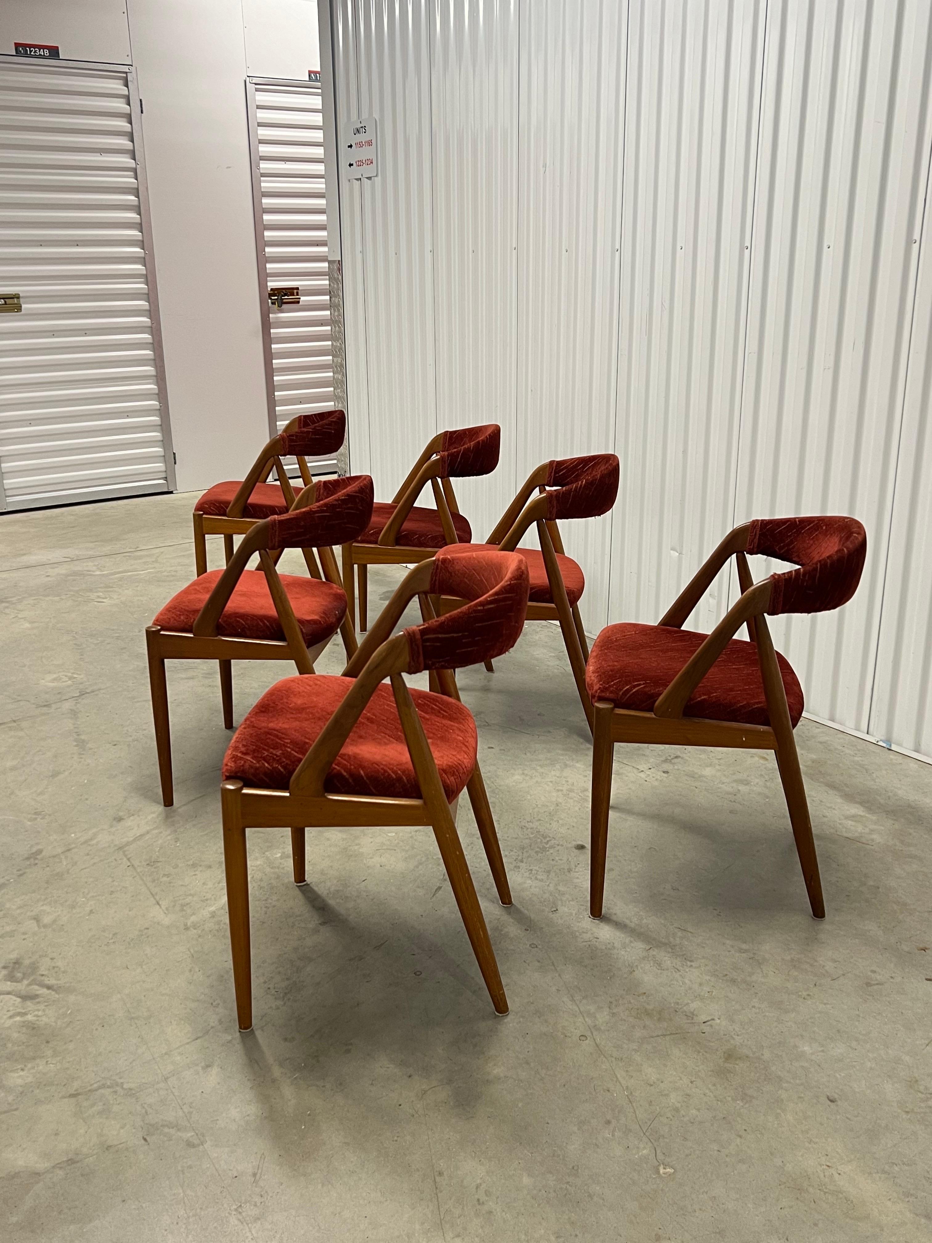 Kai Kristiansen Mid Century Danish Model 31 Teak Dining Chairs - Set of 6 In Good Condition In Esperance, NY