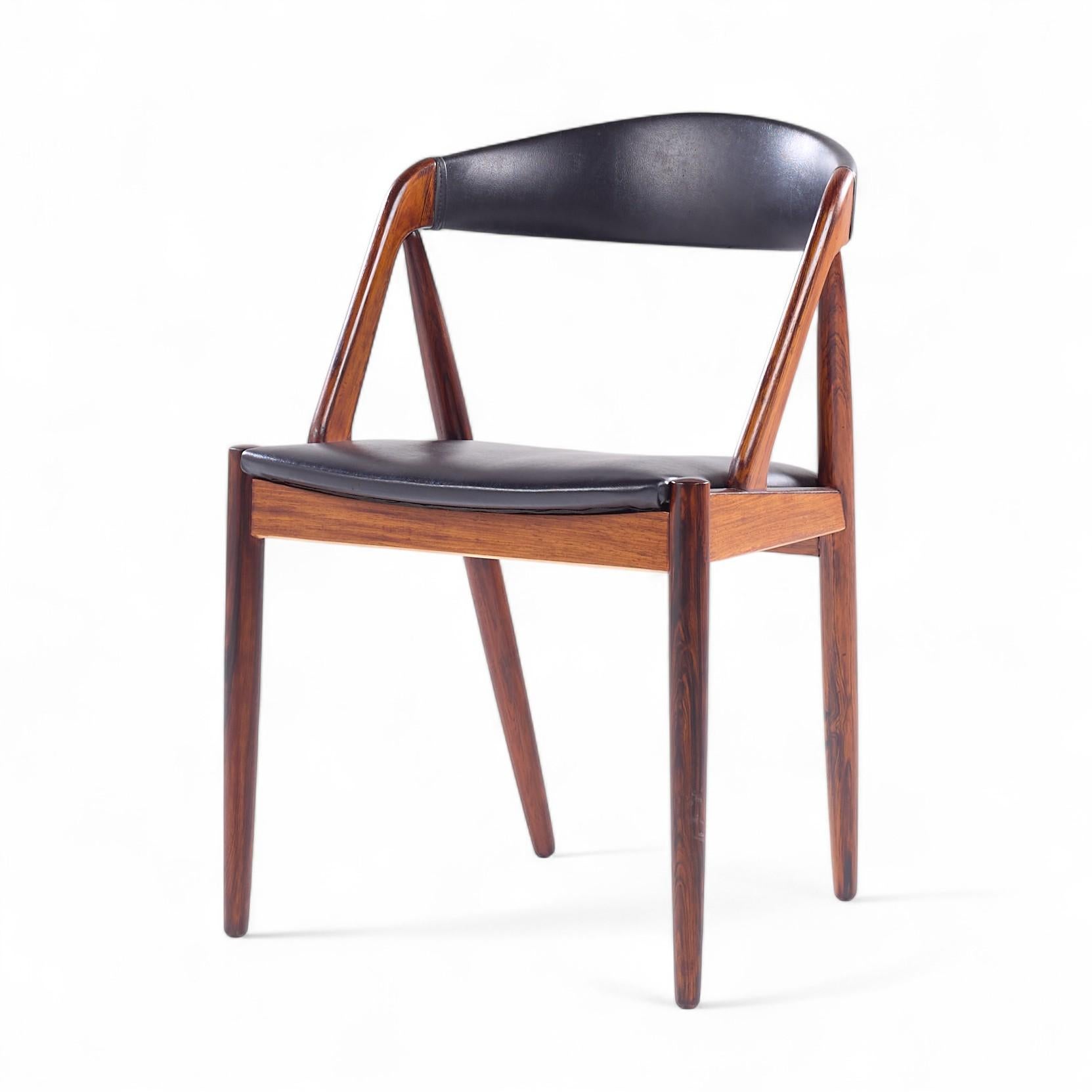 Upholstery Kai Kristiansen Mid Century Danish Rosewood Dining Chairs - Set of 10 For Sale