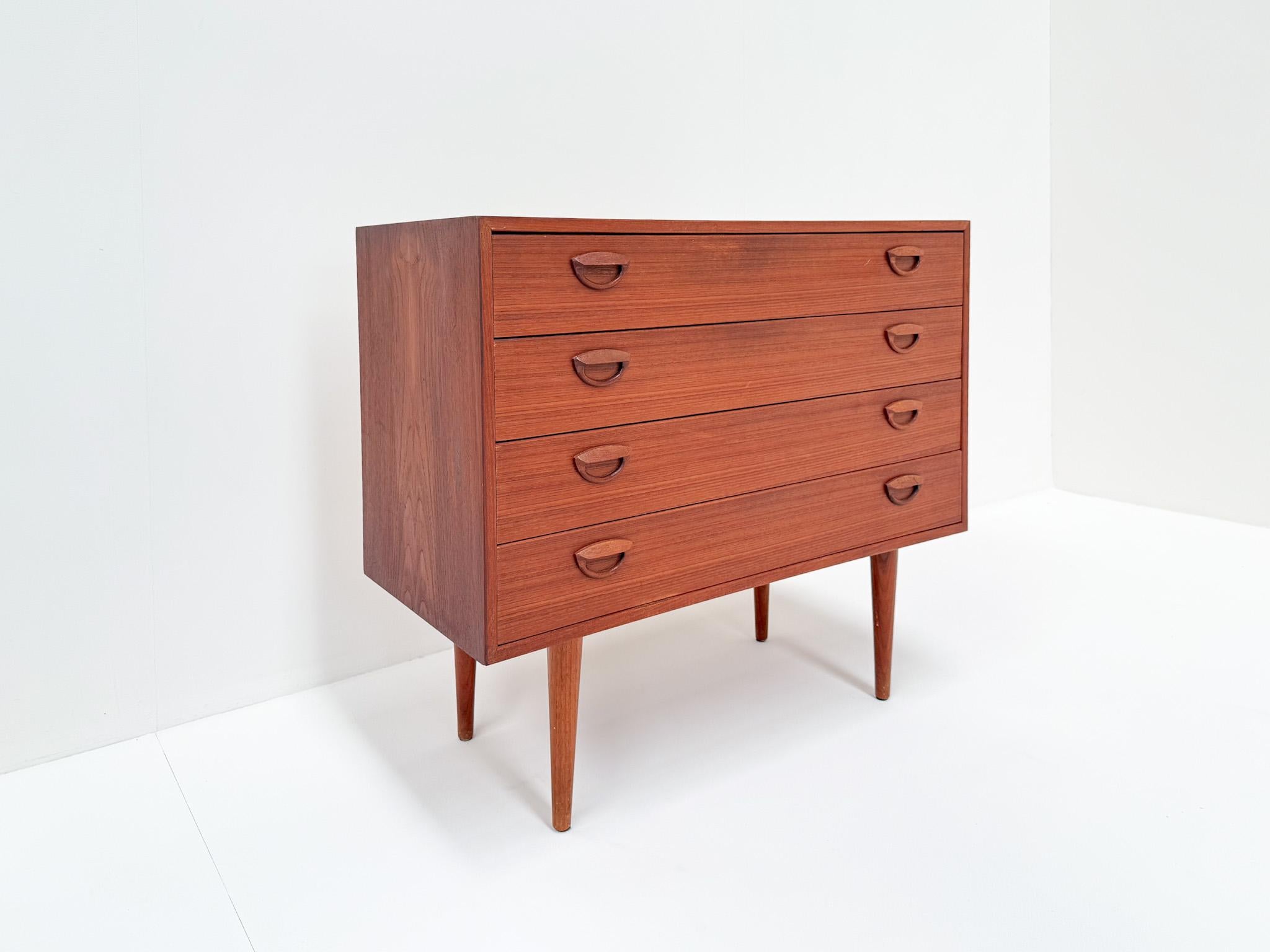 European Kai Kristiansen Mid Century Danish Teak 4-Drawer Chest of Drawers, 1960s For Sale