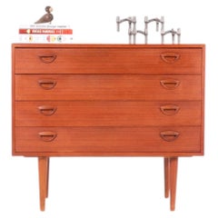 Kai Kristiansen Mid Century Danish Teak 4-Drawer Chest of Drawers, 1960s