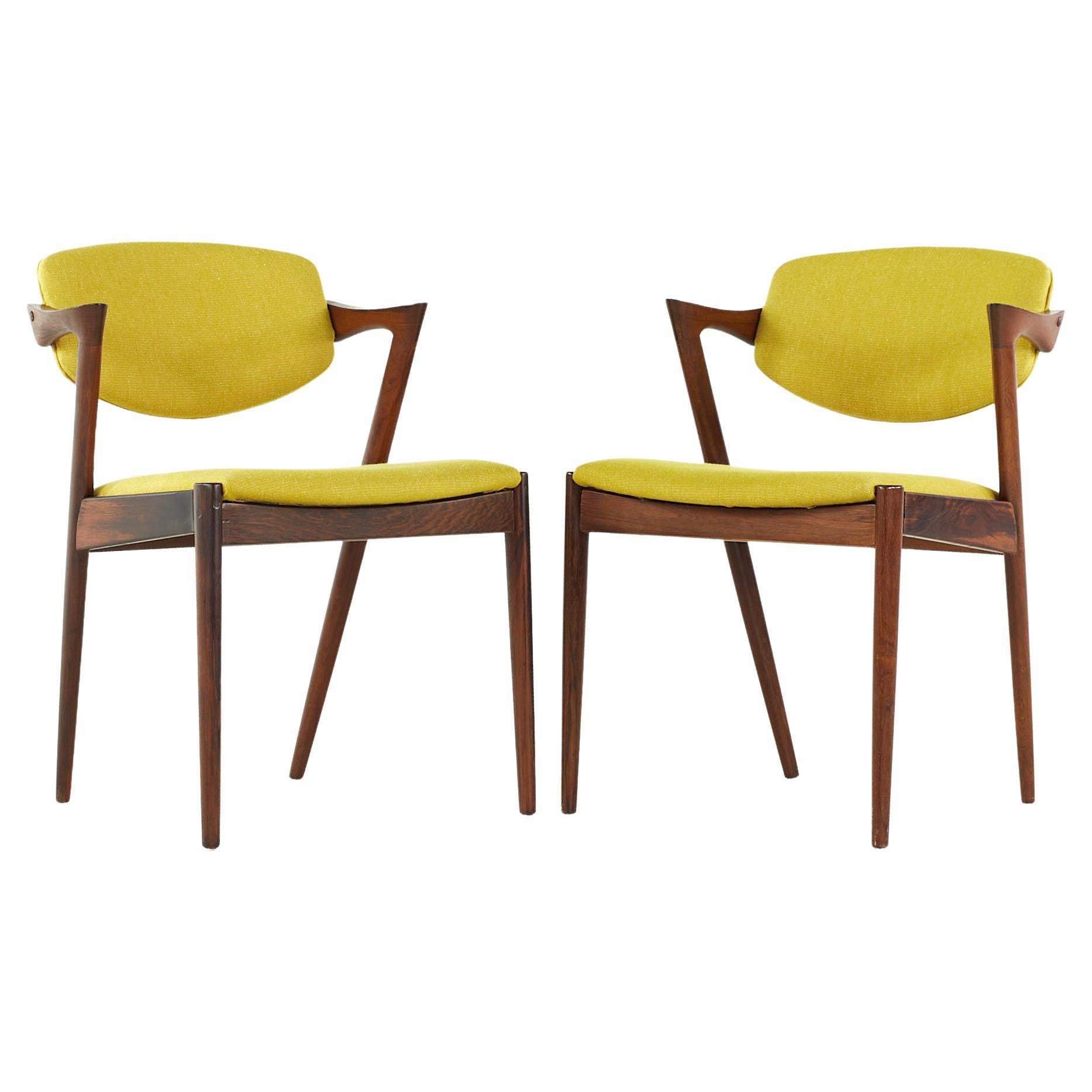 SOLD 05/01/24 Kai Kristiansen Midcentury Rosewood Z Dining Chairs, Pair For Sale