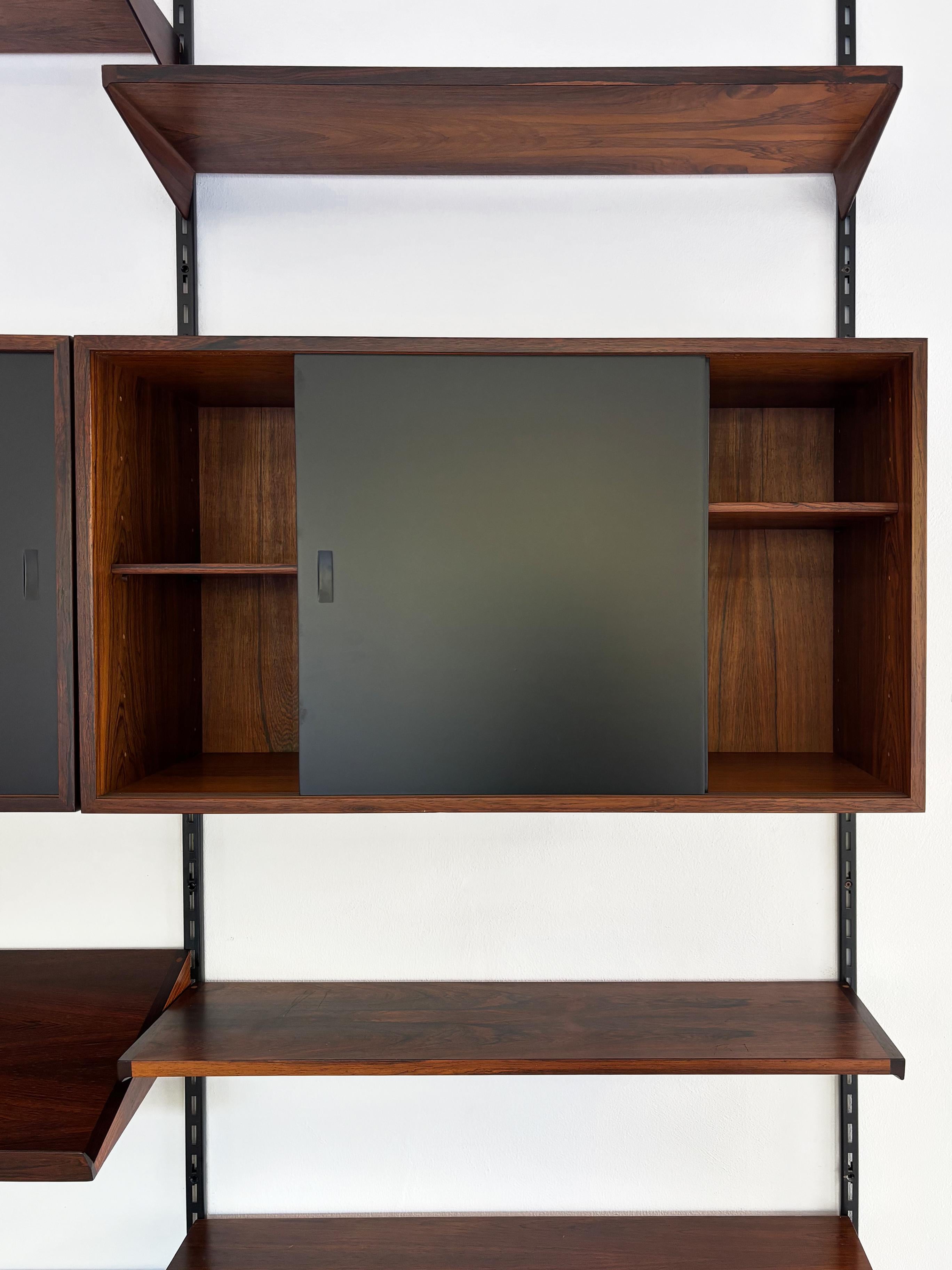 Kai Kristiansen MidCentury Scandinavian Dark Wood Shelves System Fm Møbler 1960s For Sale 3