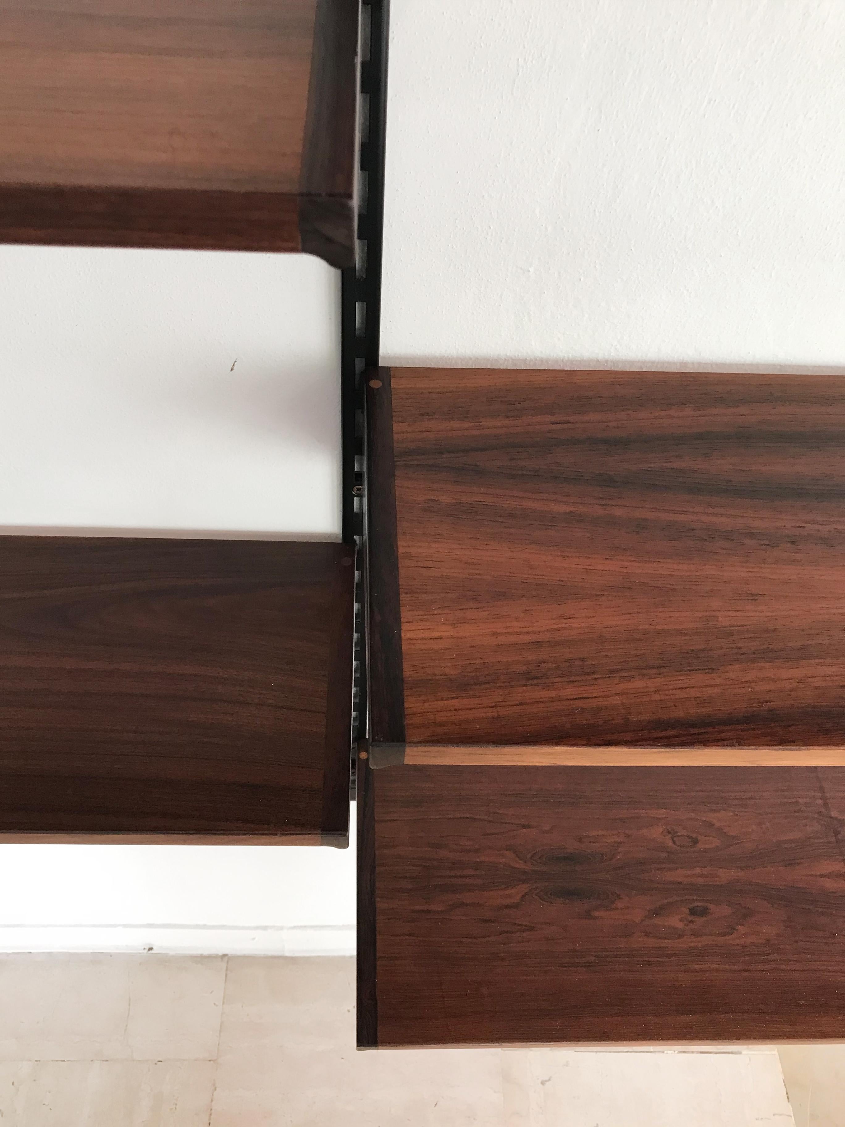Kai Kristiansen MidCentury Scandinavian Dark Wood Shelves System Fm Møbler 1960s 4