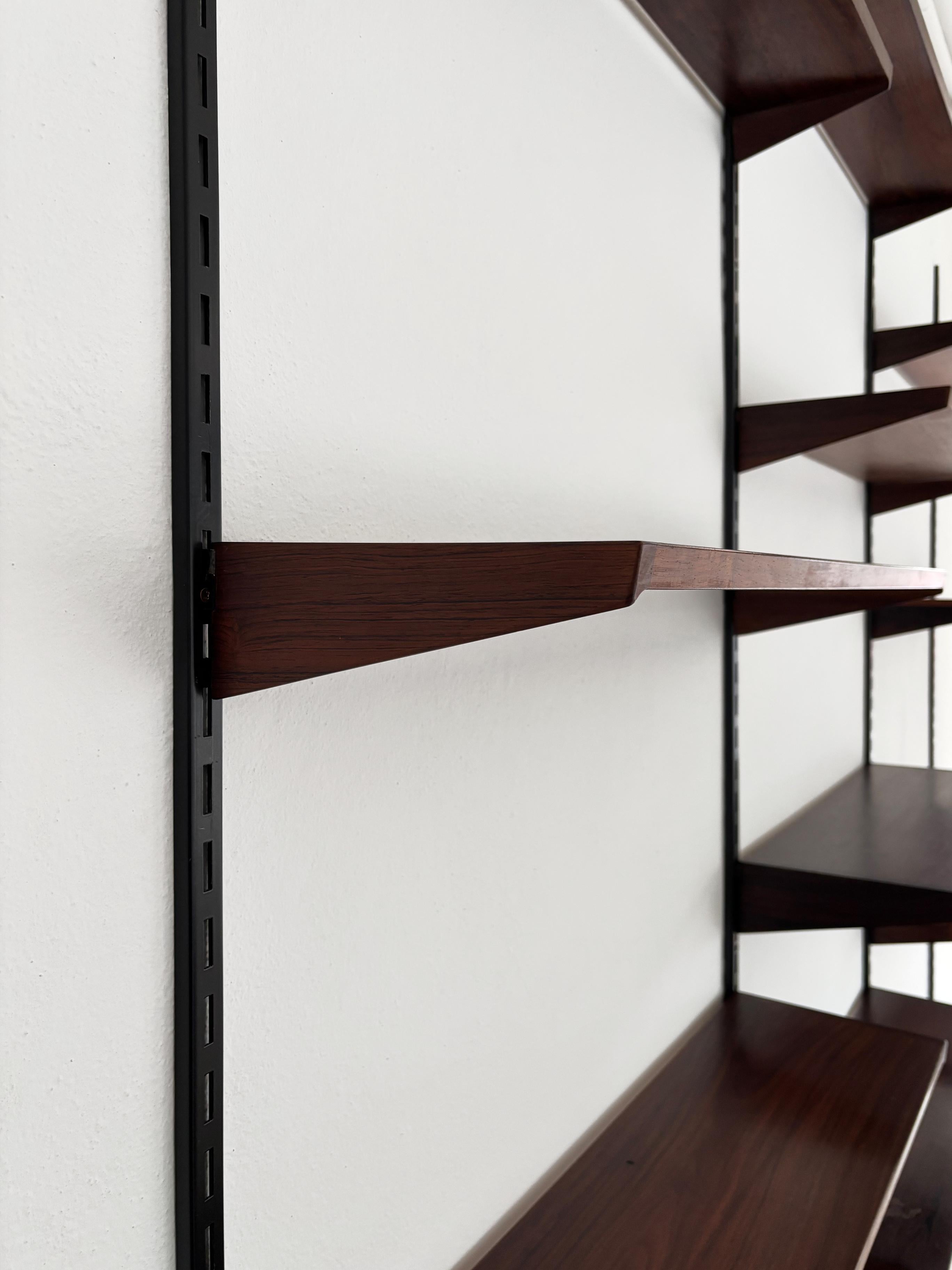 Kai Kristiansen MidCentury Scandinavian Dark Wood Shelves System Fm Møbler 1960s 5