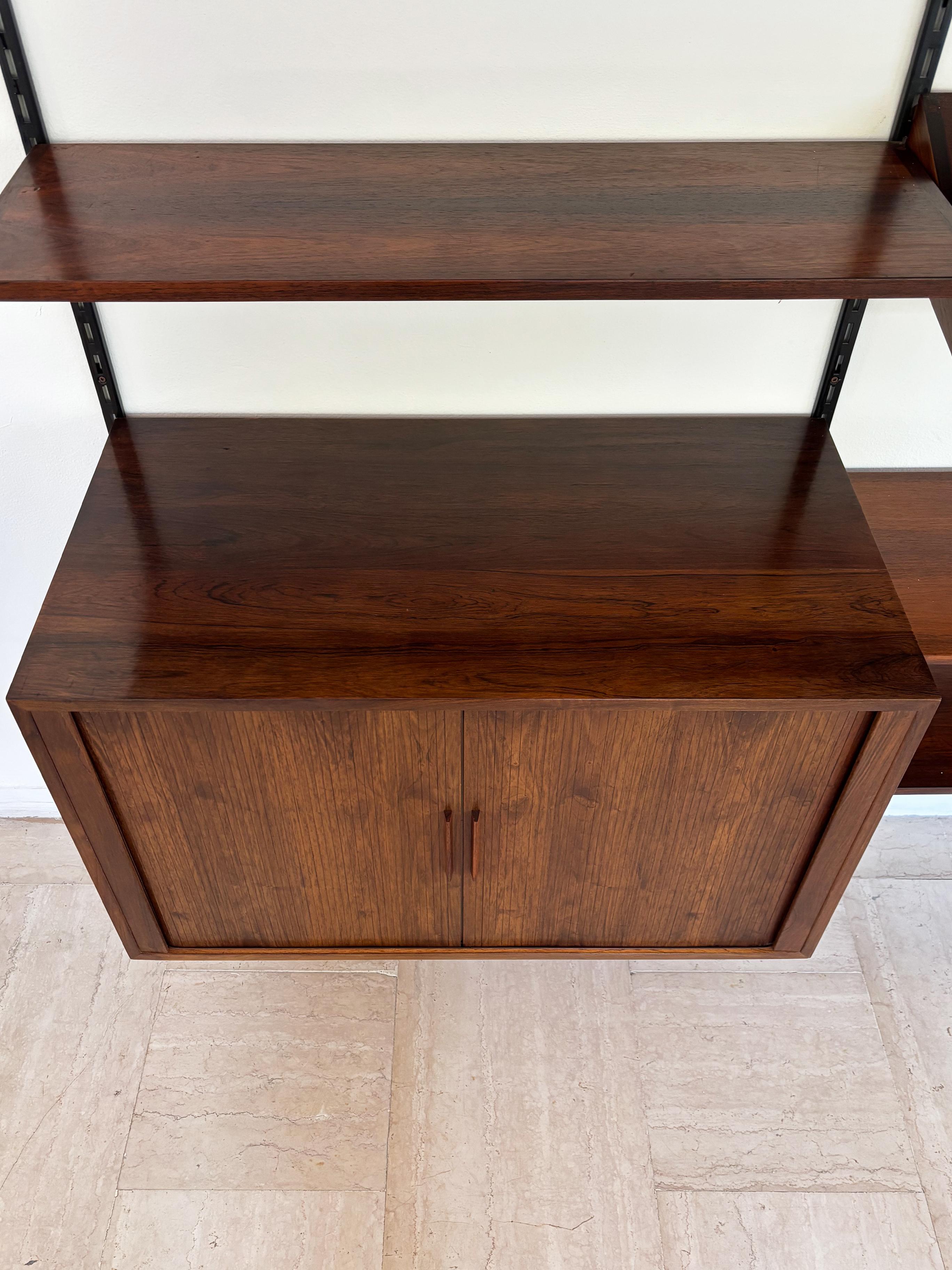 Kai Kristiansen MidCentury Scandinavian Dark Wood Shelves System Fm Møbler 1960s For Sale 6