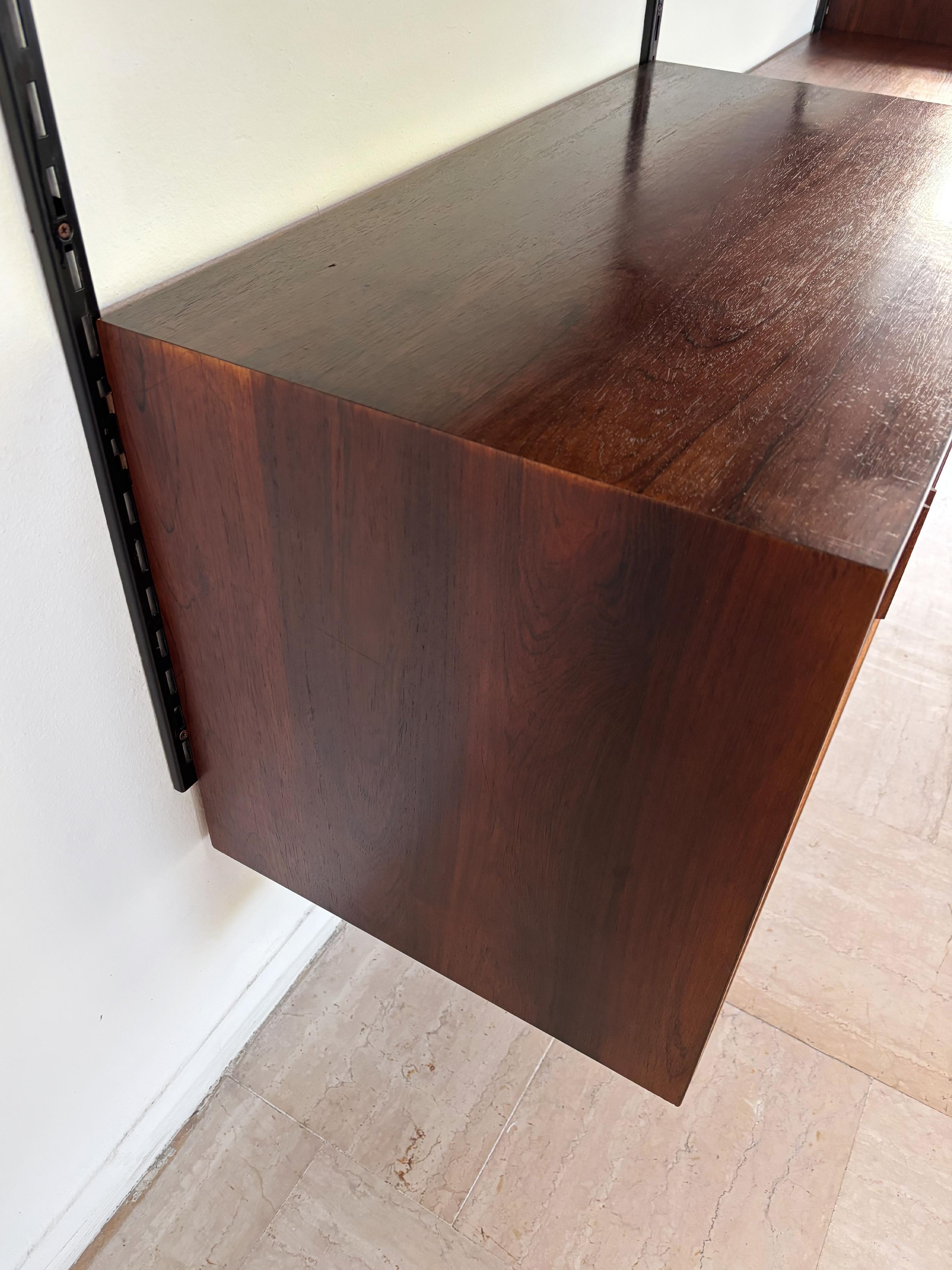 Kai Kristiansen MidCentury Scandinavian Dark Wood Shelves System Fm Møbler 1960s For Sale 7