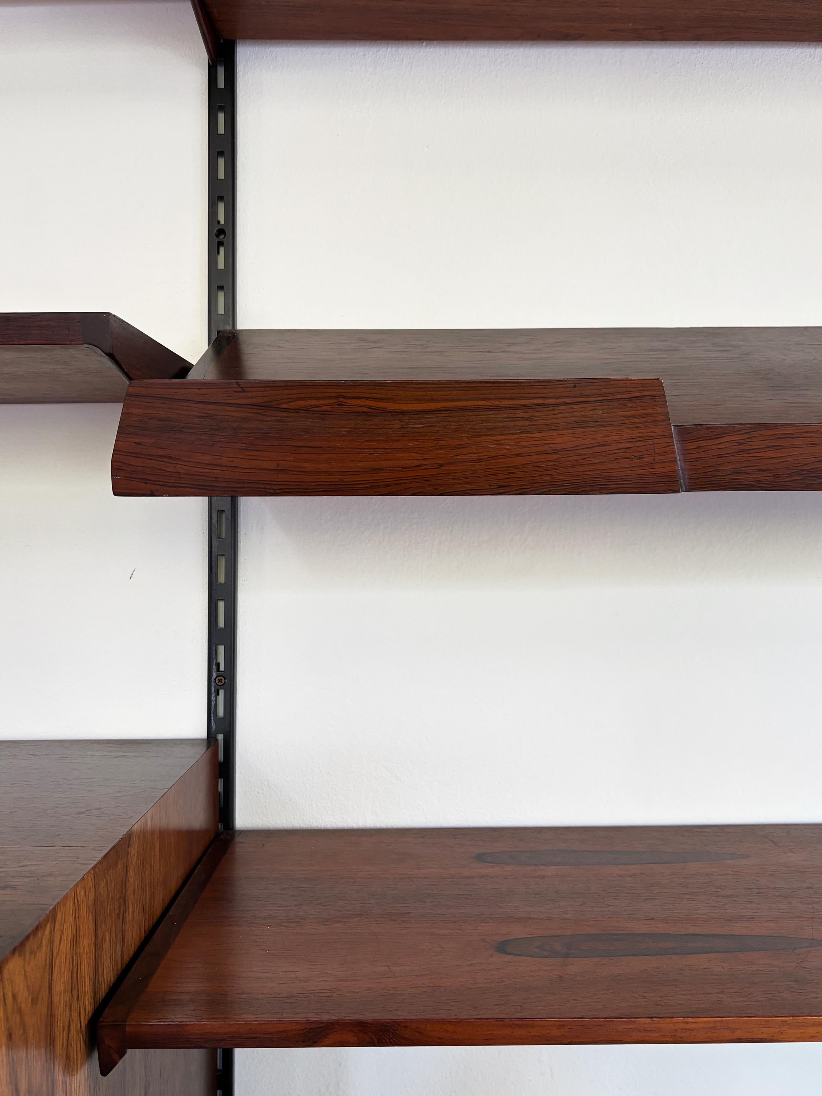 Kai Kristiansen MidCentury Scandinavian Dark Wood Shelves System Fm Møbler 1960s For Sale 8