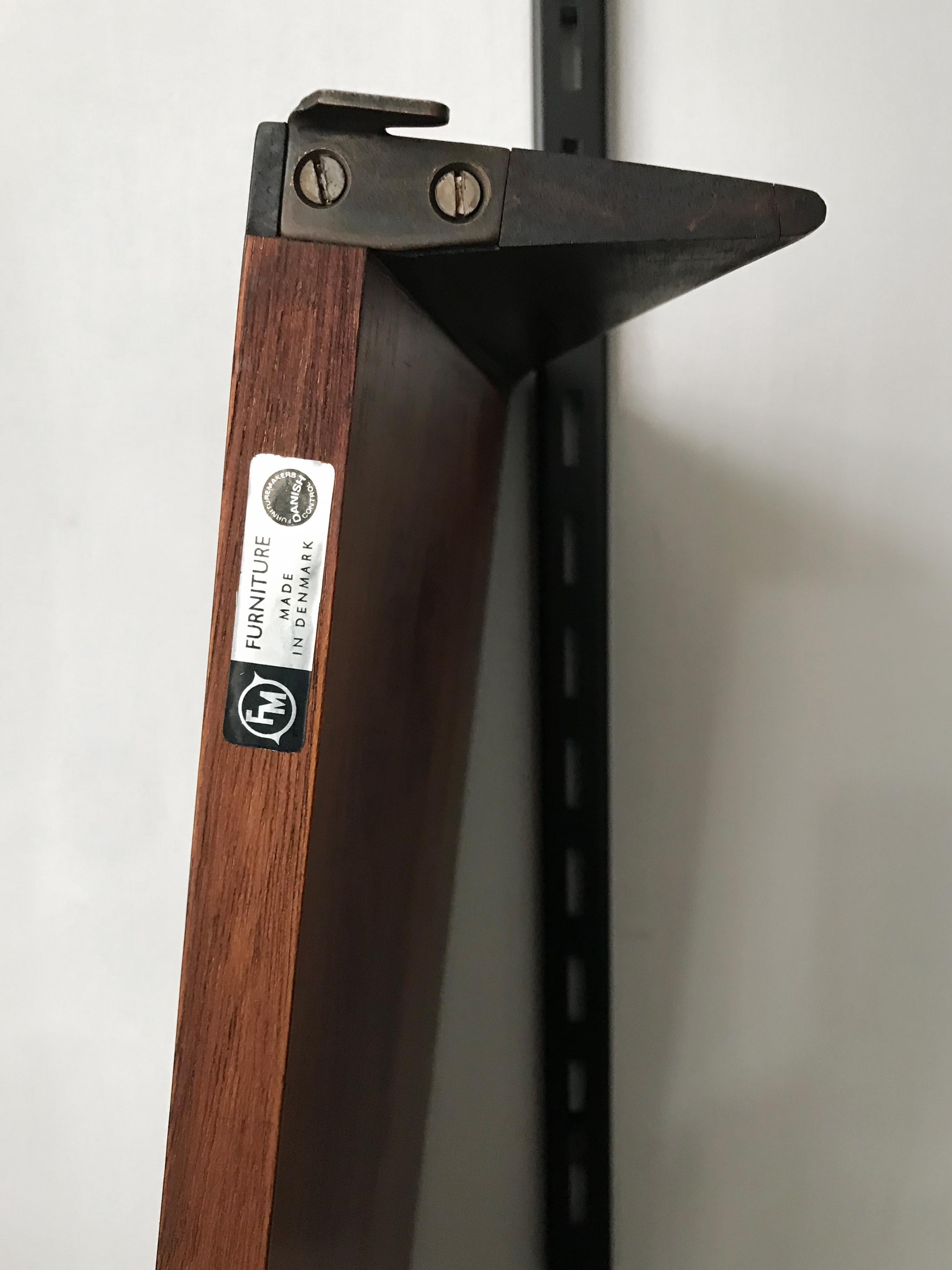 Kai Kristiansen MidCentury Scandinavian Dark Wood Shelves System Fm Møbler 1960s 9