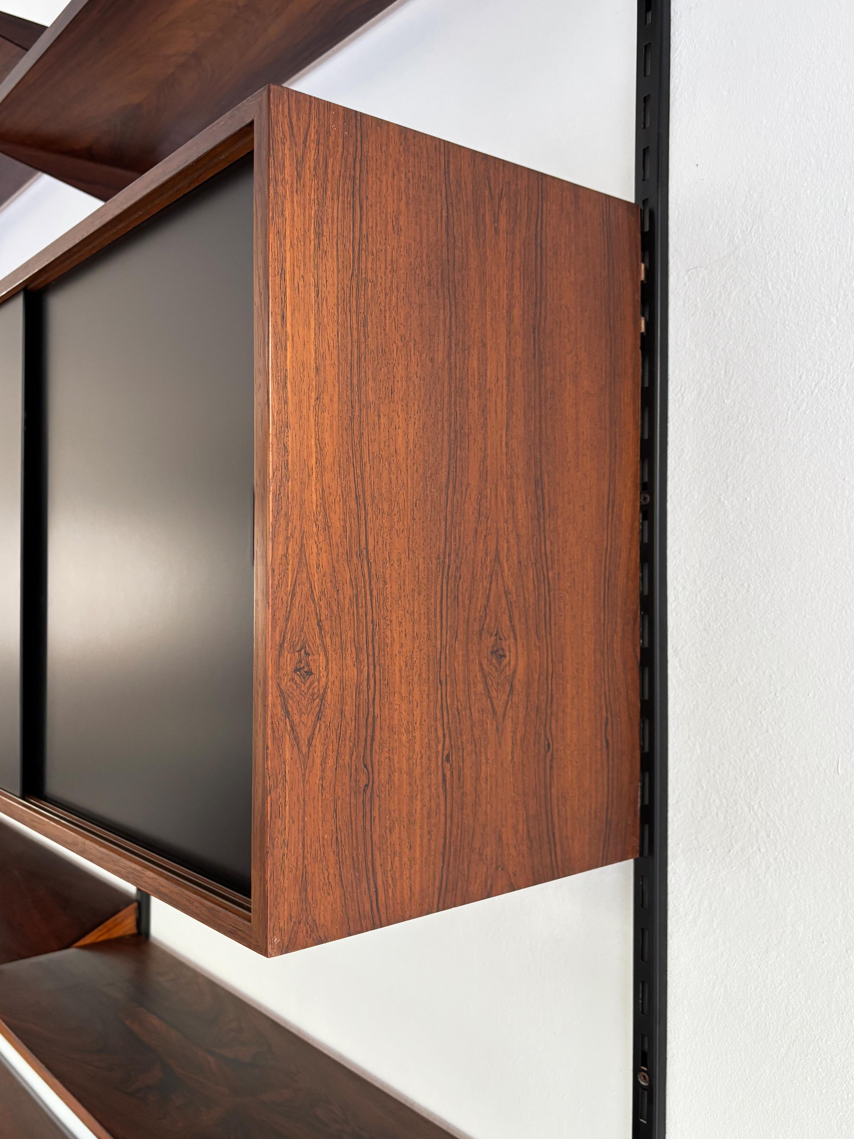Kai Kristiansen MidCentury Scandinavian Dark Wood Shelves System Fm Møbler 1960s For Sale 9