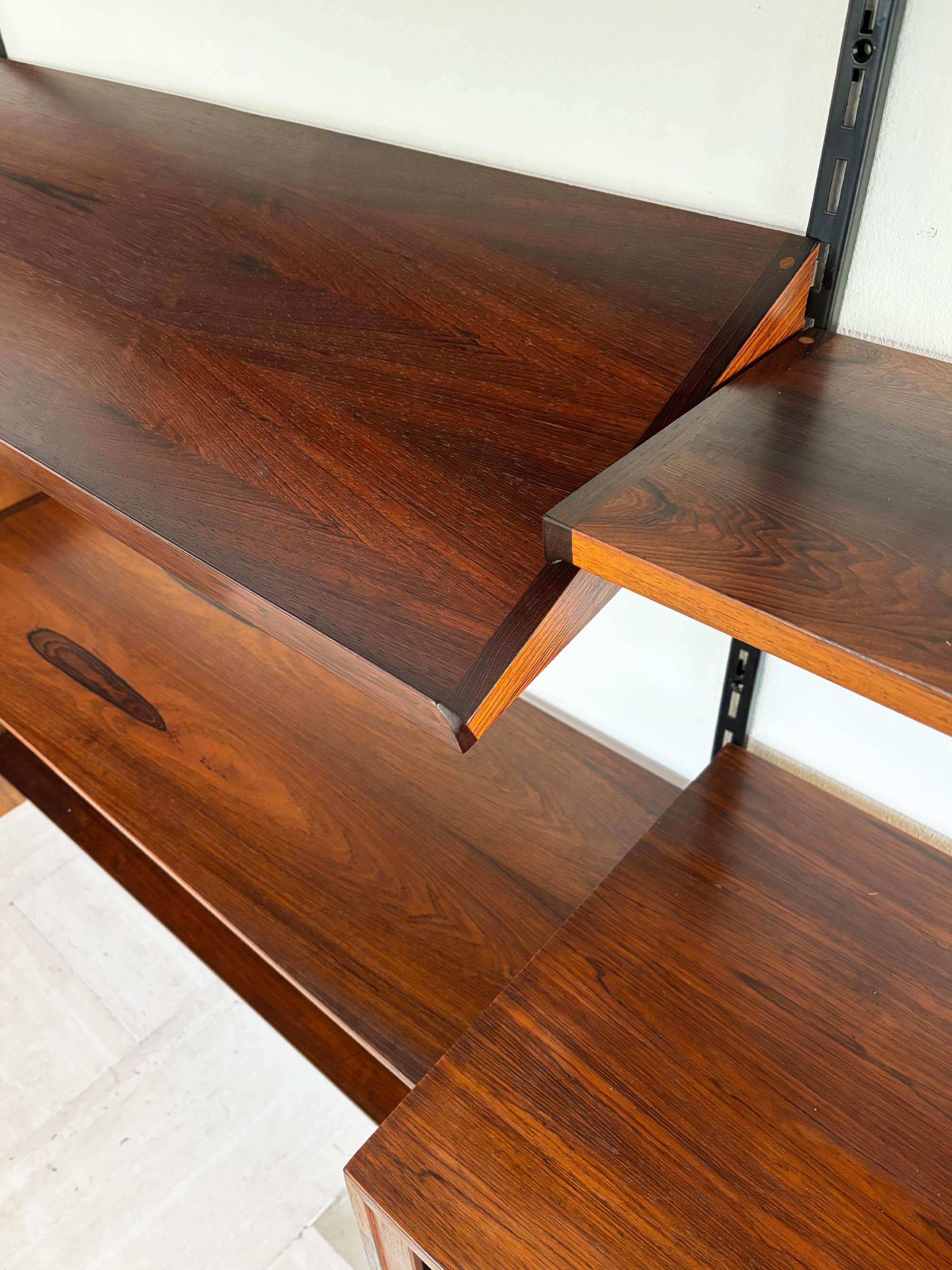 Kai Kristiansen MidCentury Scandinavian Dark Wood Shelves System Fm Møbler 1960s For Sale 10