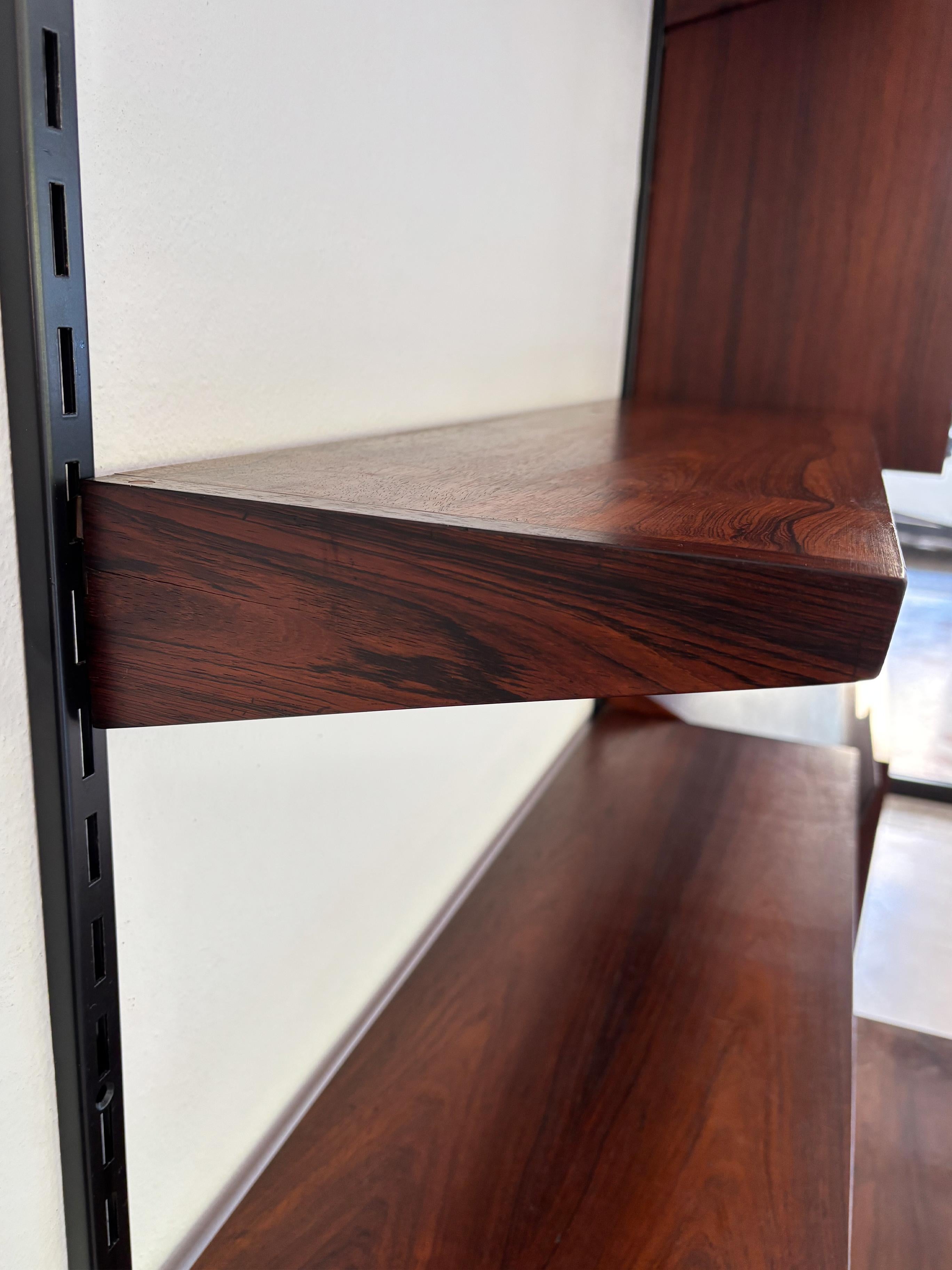 Kai Kristiansen MidCentury Scandinavian Dark Wood Shelves System Fm Møbler 1960s For Sale 11