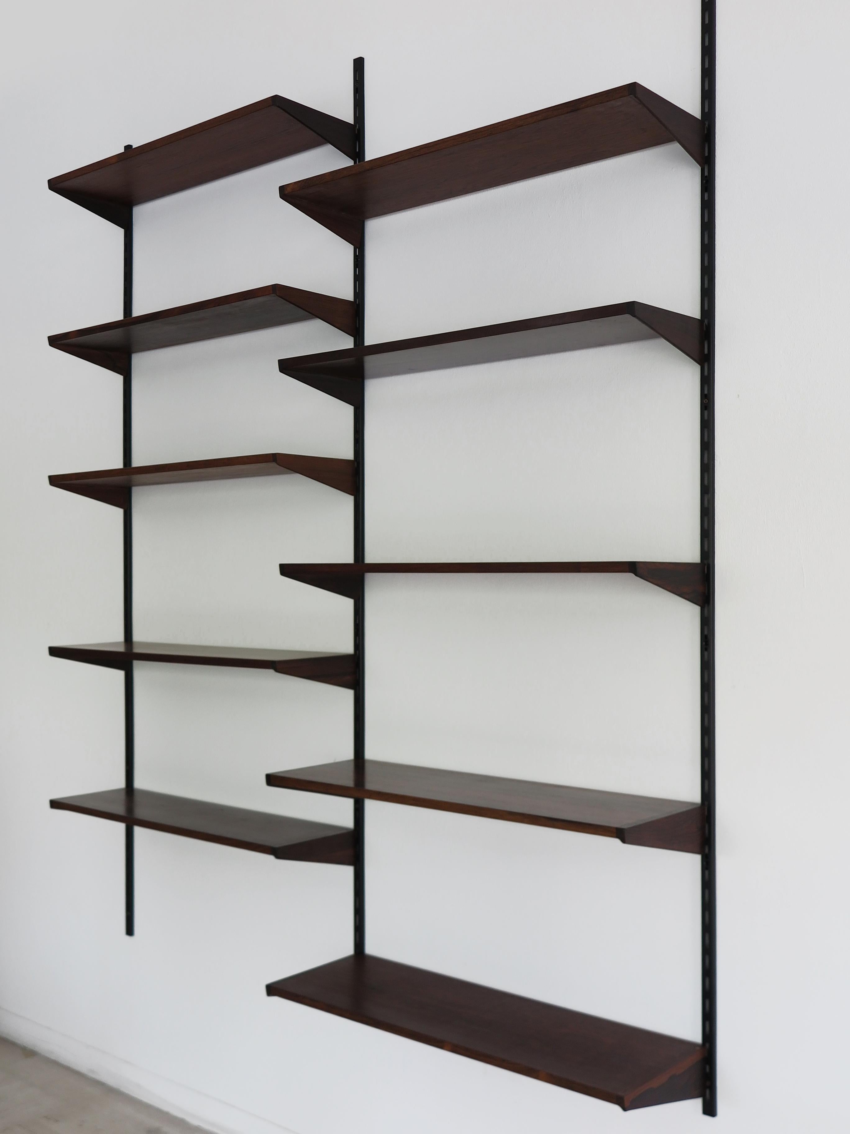 Scandinavian Modern Kai Kristiansen MidCentury Scandinavian Dark Wood Shelves System Fm Møbler 1960s For Sale