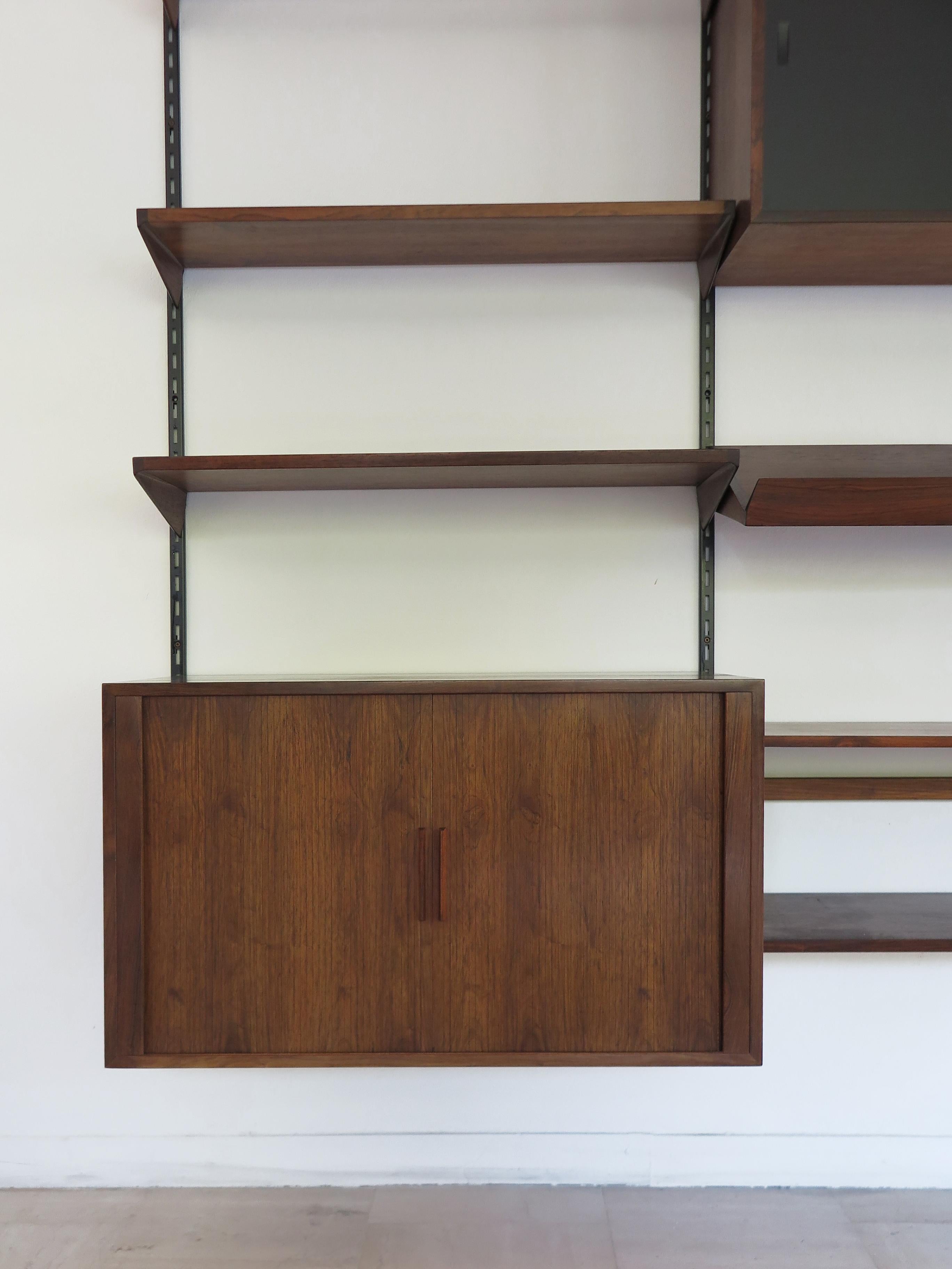Scandinavian Modern Kai Kristiansen MidCentury Scandinavian Dark Wood Shelves System Fm Møbler 1960s For Sale