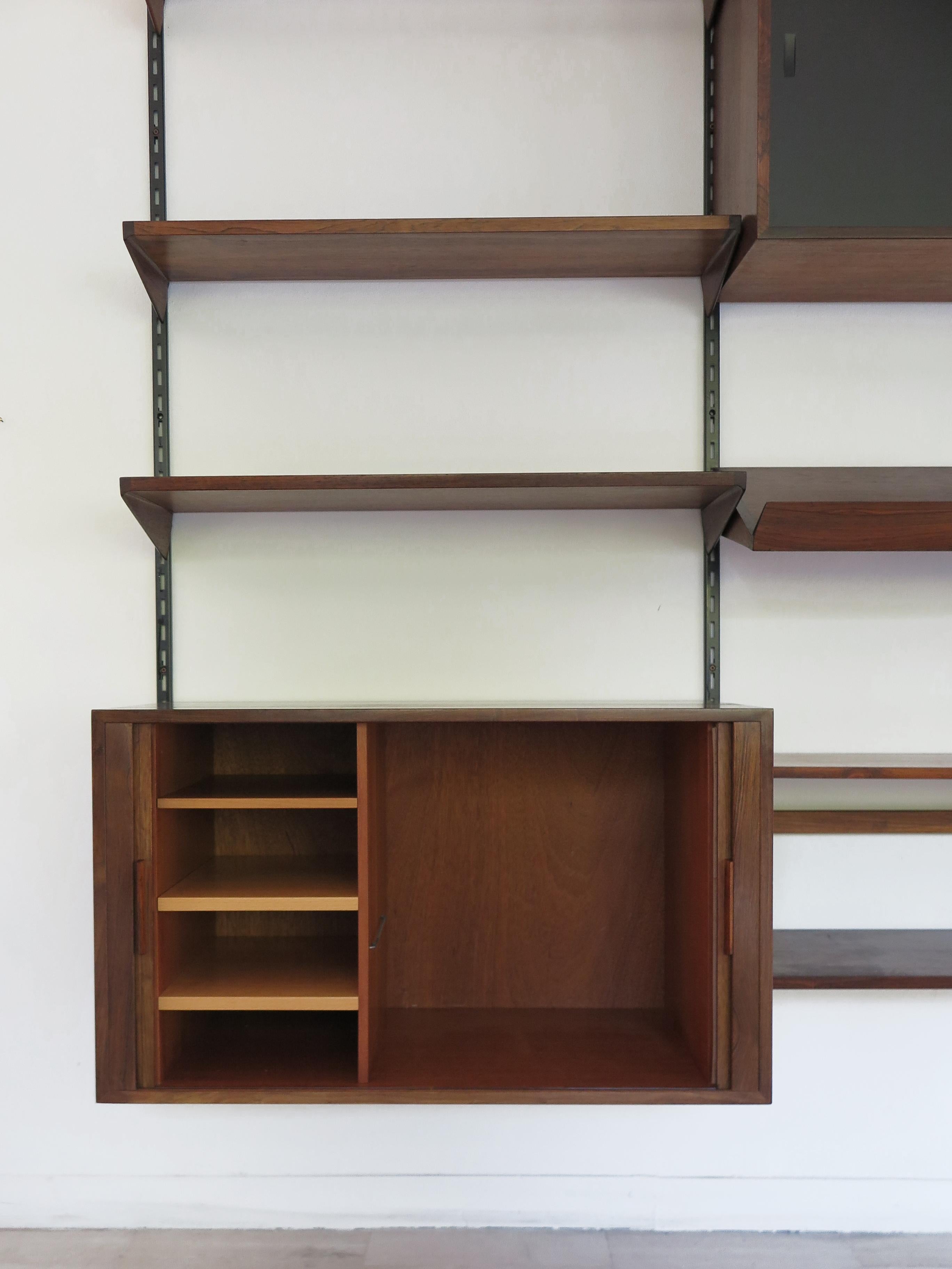 Danish Kai Kristiansen MidCentury Scandinavian Dark Wood Shelves System Fm Møbler 1960s For Sale