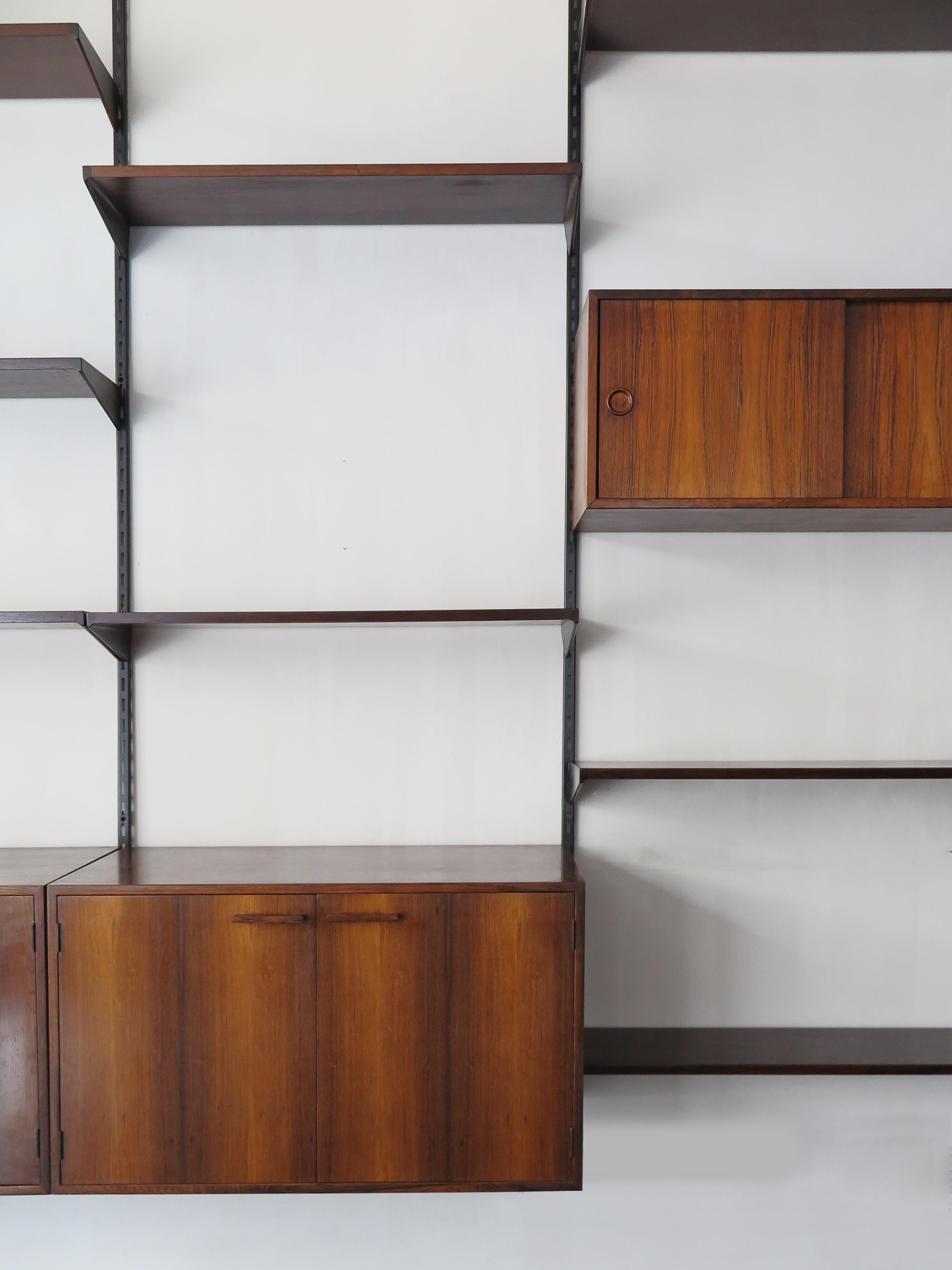 Kai Kristiansen MidCentury Scandinavian Dark Wood Shelves System Fm Møbler 1960s In Good Condition In Reggio Emilia, IT