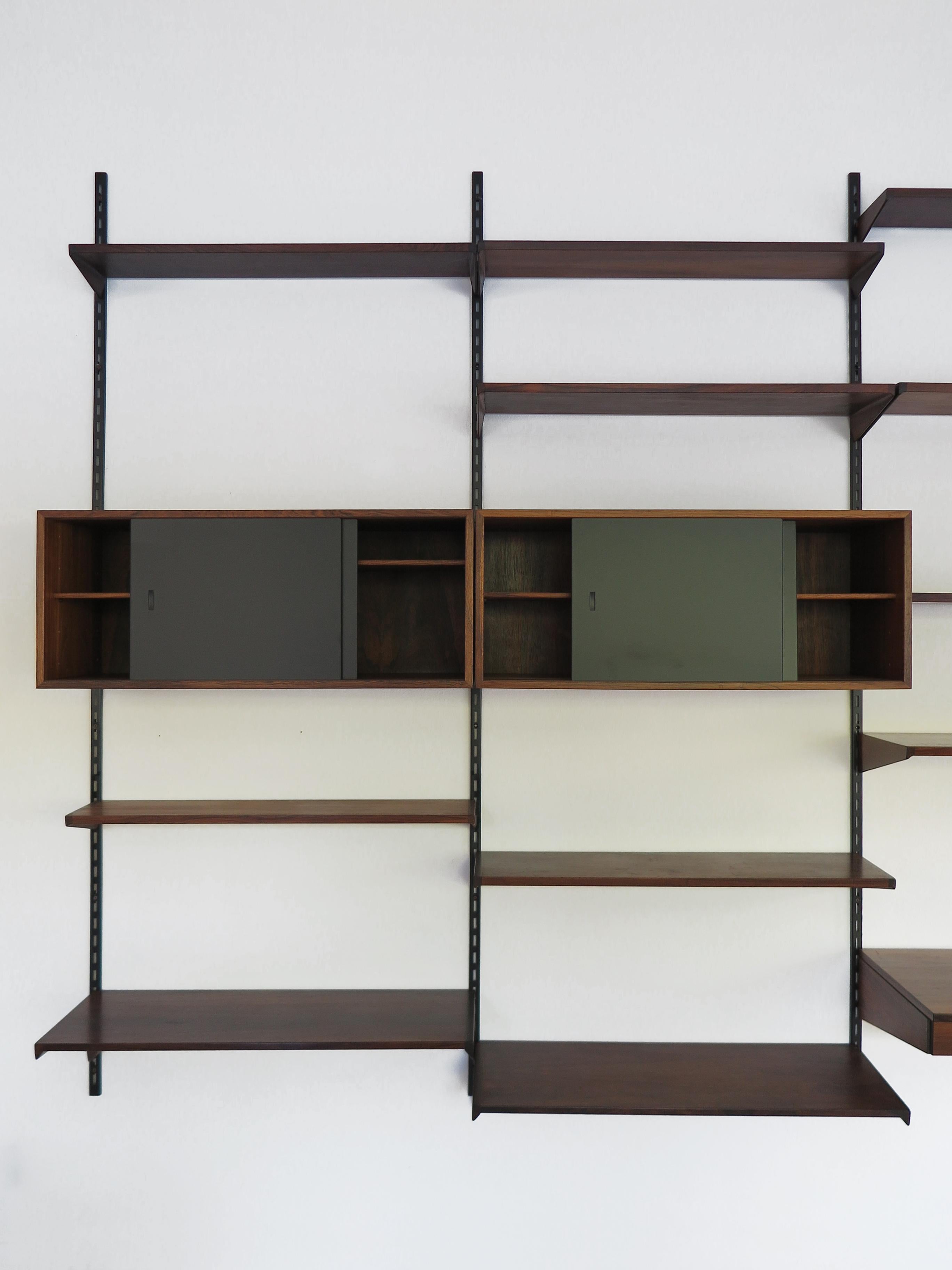 Kai Kristiansen MidCentury Scandinavian Dark Wood Shelves System Fm Møbler 1960s In Good Condition For Sale In Reggio Emilia, IT