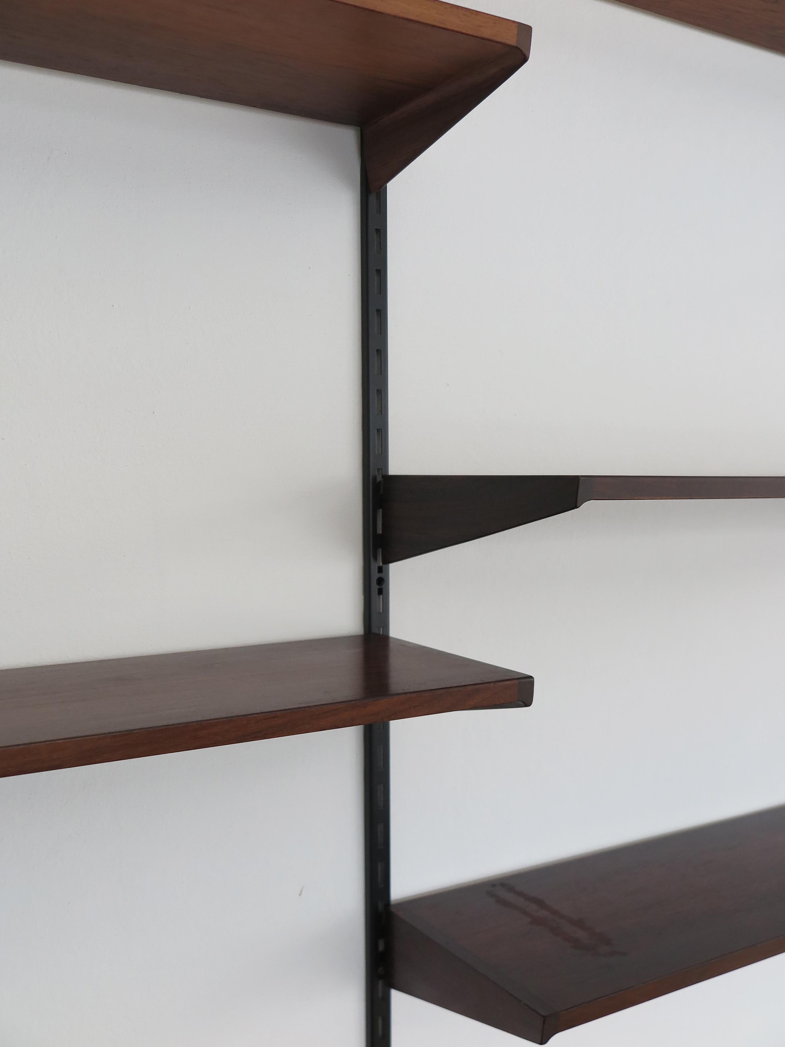 Kai Kristiansen MidCentury Scandinavian Dark Wood Shelves System Fm Møbler 1960s In Good Condition In Reggio Emilia, IT