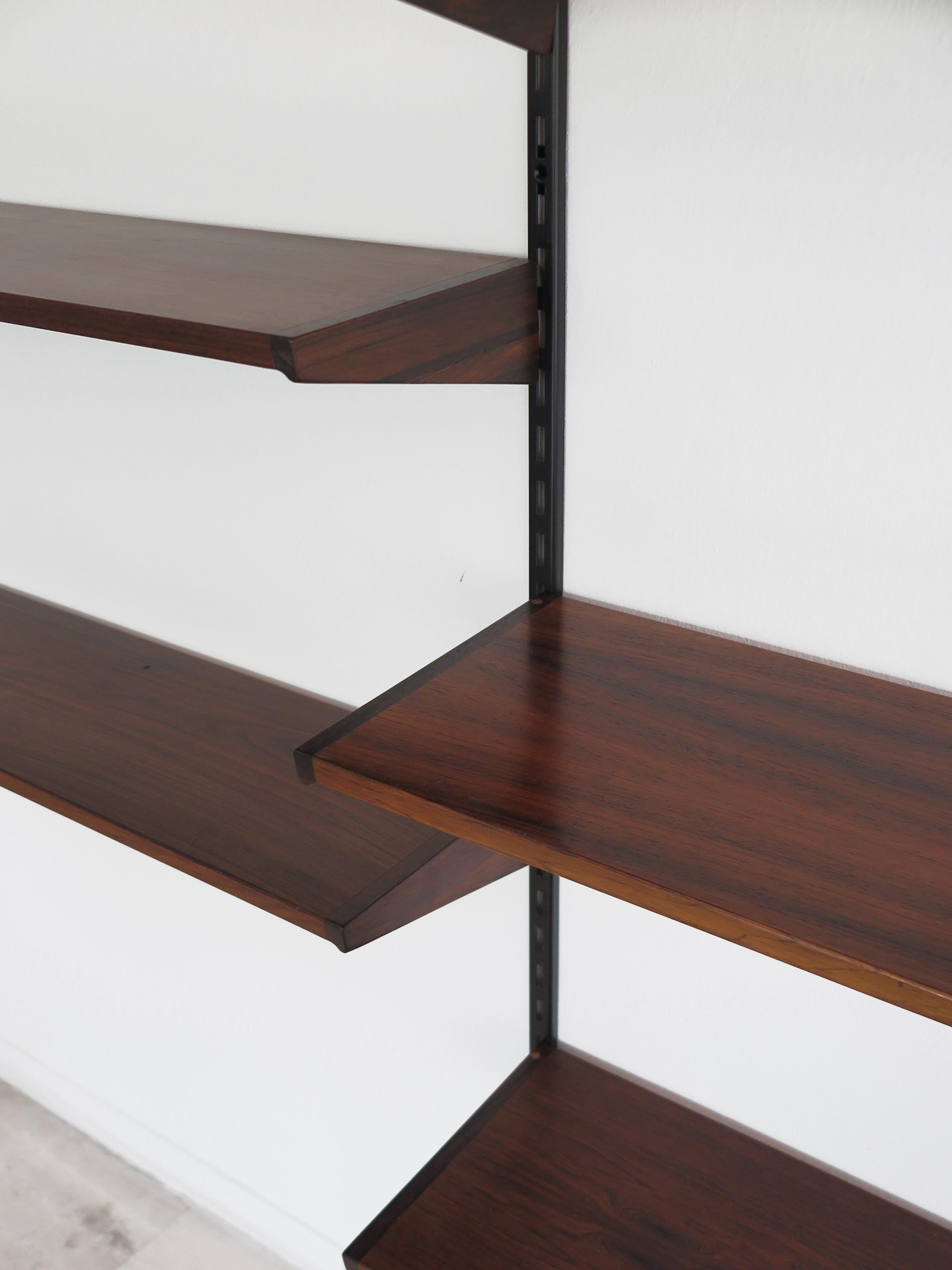 Mid-20th Century Kai Kristiansen MidCentury Scandinavian Dark Wood Shelves System Fm Møbler 1960s For Sale