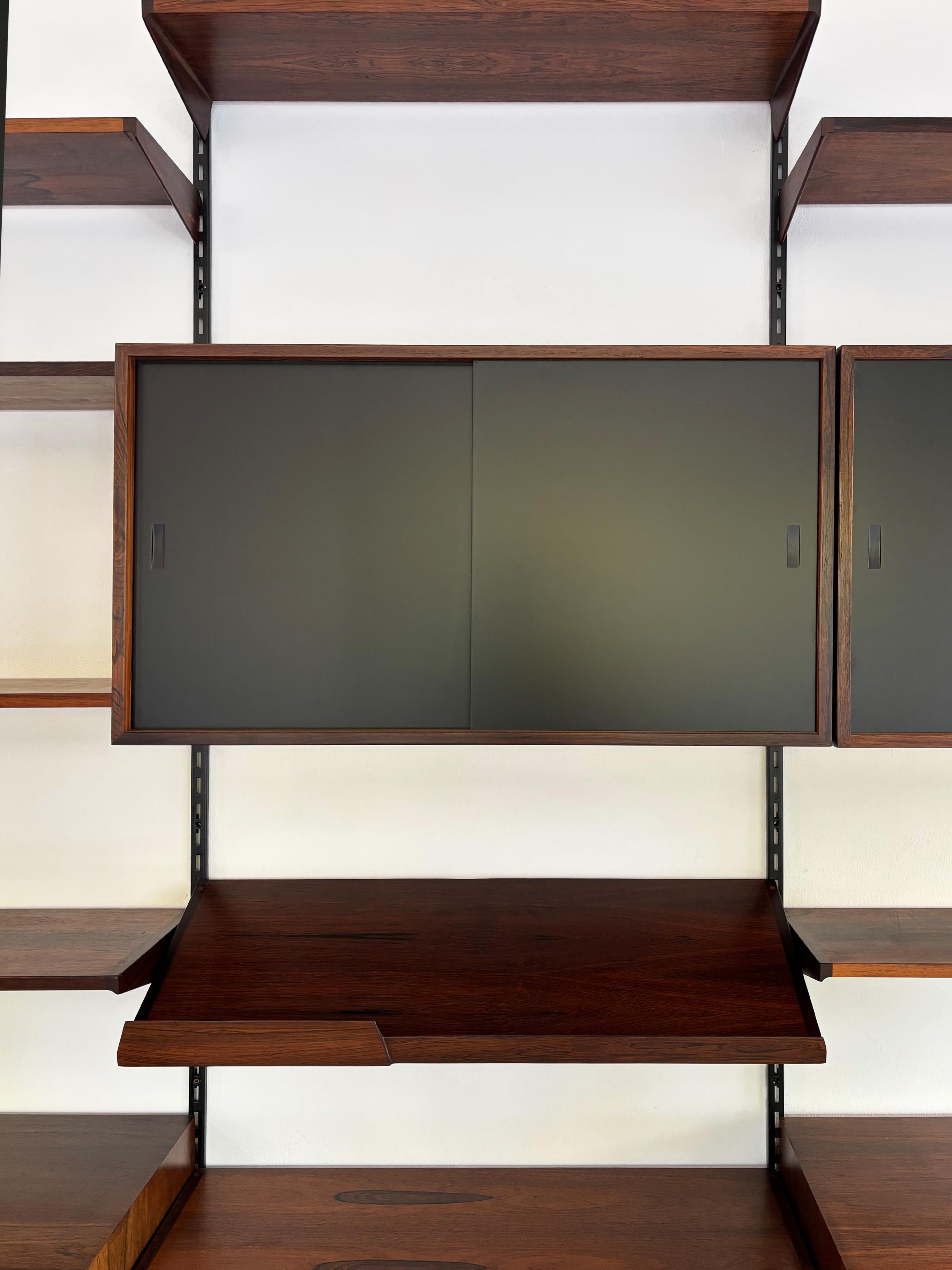 Mid-20th Century Kai Kristiansen MidCentury Scandinavian Dark Wood Shelves System Fm Møbler 1960s For Sale