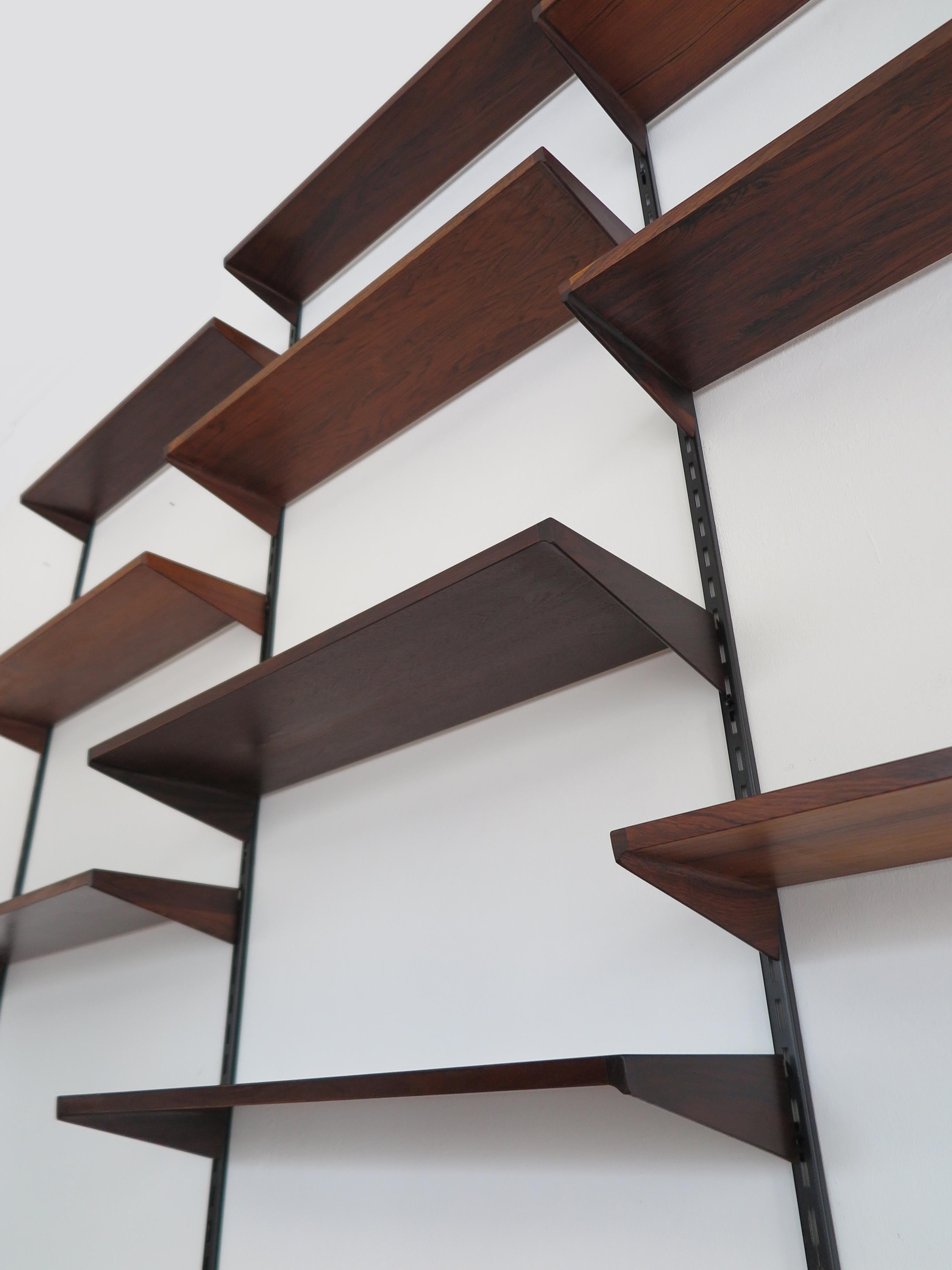 Kai Kristiansen MidCentury Scandinavian Dark Wood Shelves System Fm Møbler 1960s 1