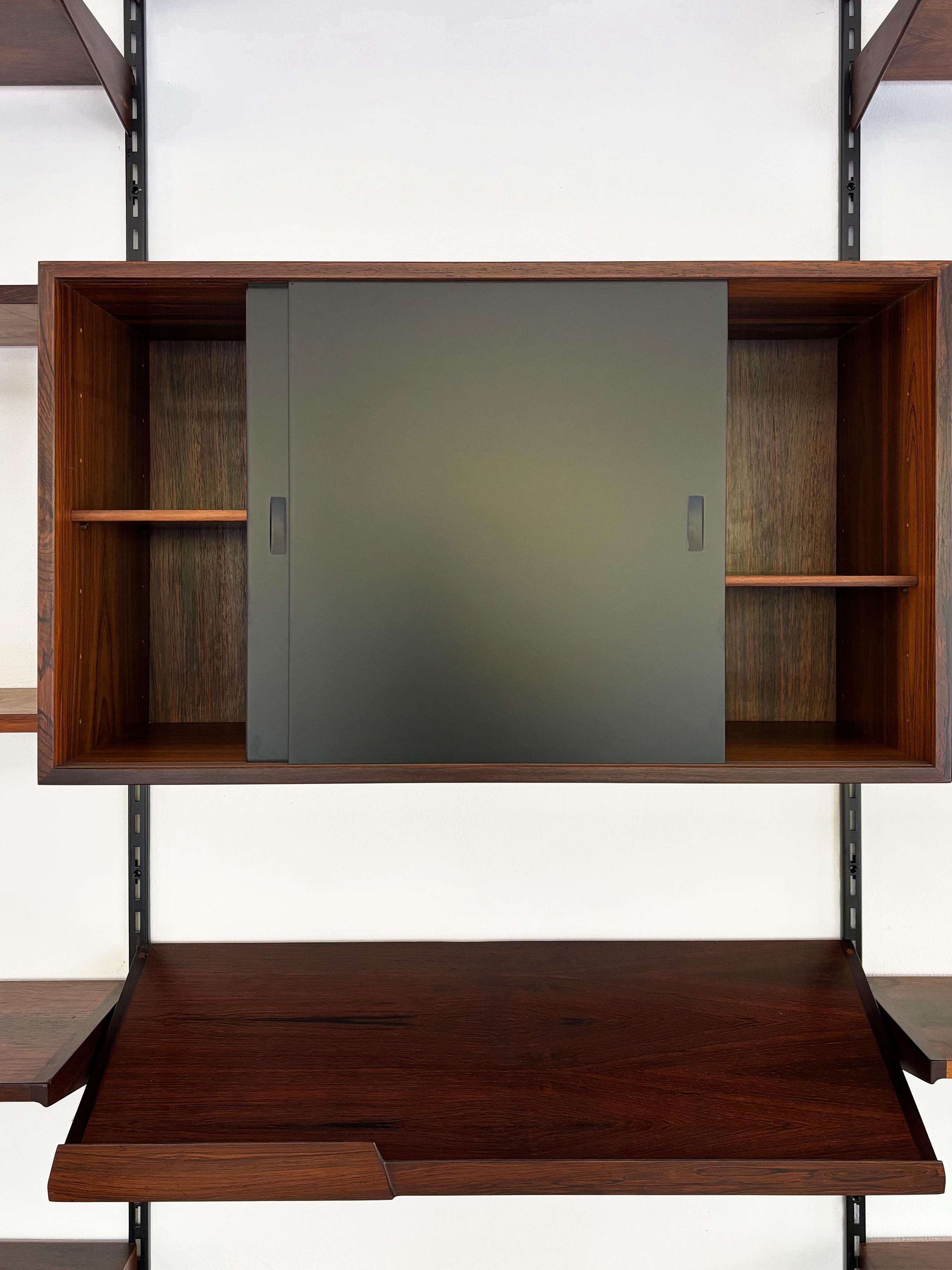 Kai Kristiansen MidCentury Scandinavian Dark Wood Shelves System Fm Møbler 1960s For Sale 1