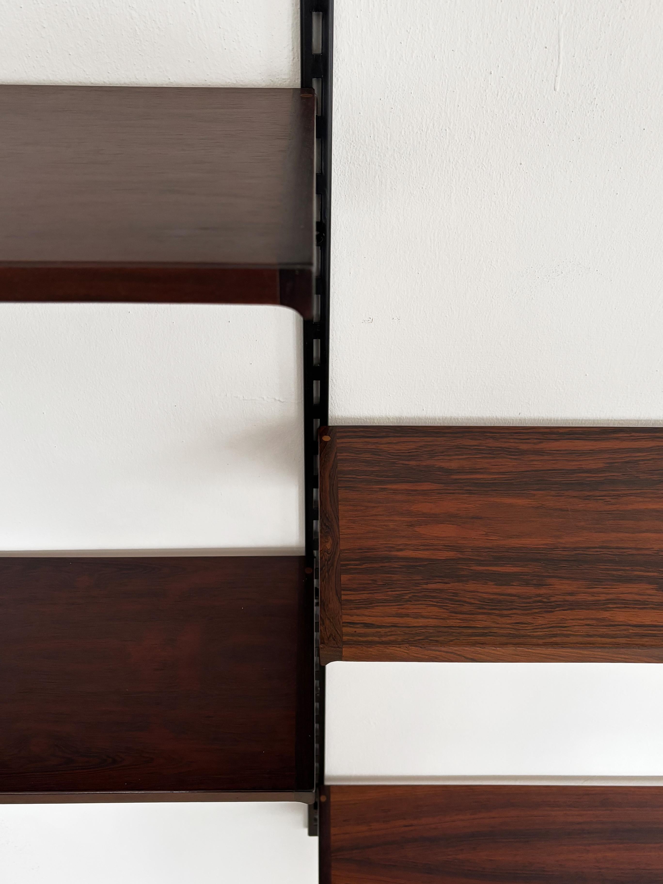 Kai Kristiansen MidCentury Scandinavian Dark Wood Shelves System Fm Møbler 1960s 2