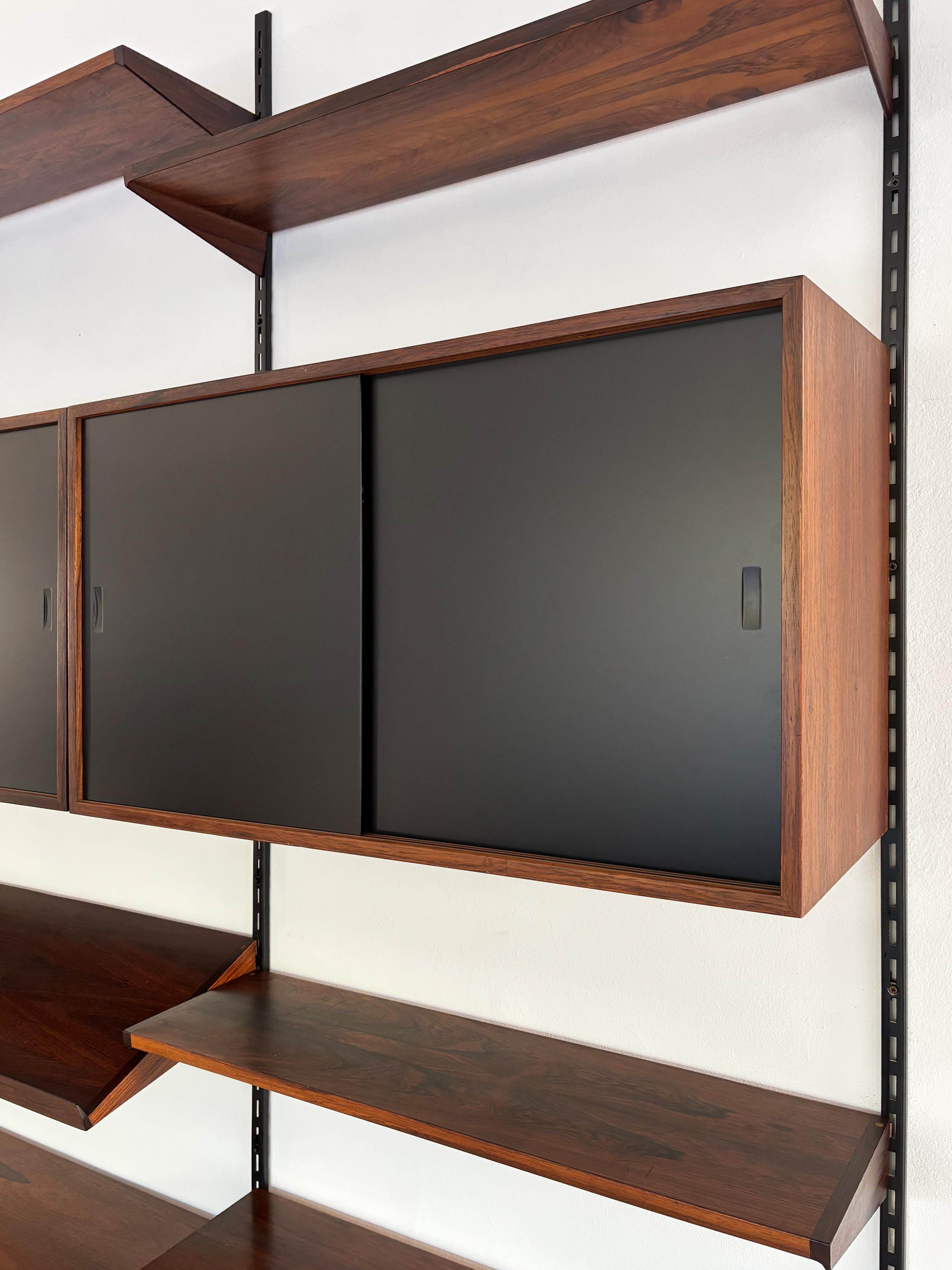Kai Kristiansen MidCentury Scandinavian Dark Wood Shelves System Fm Møbler 1960s For Sale 2